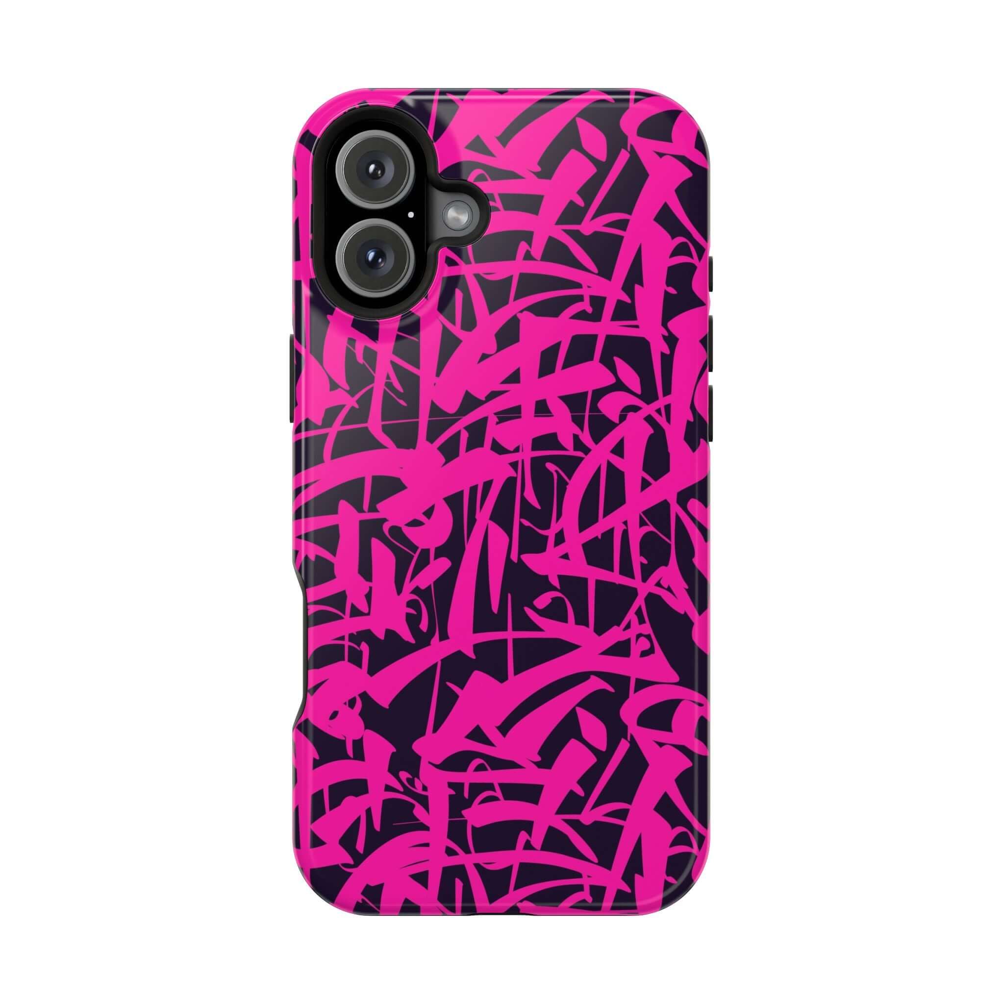 Cute pink art phone case for iPhone, featuring vibrant graffiti-style design to showcase your playful personality.