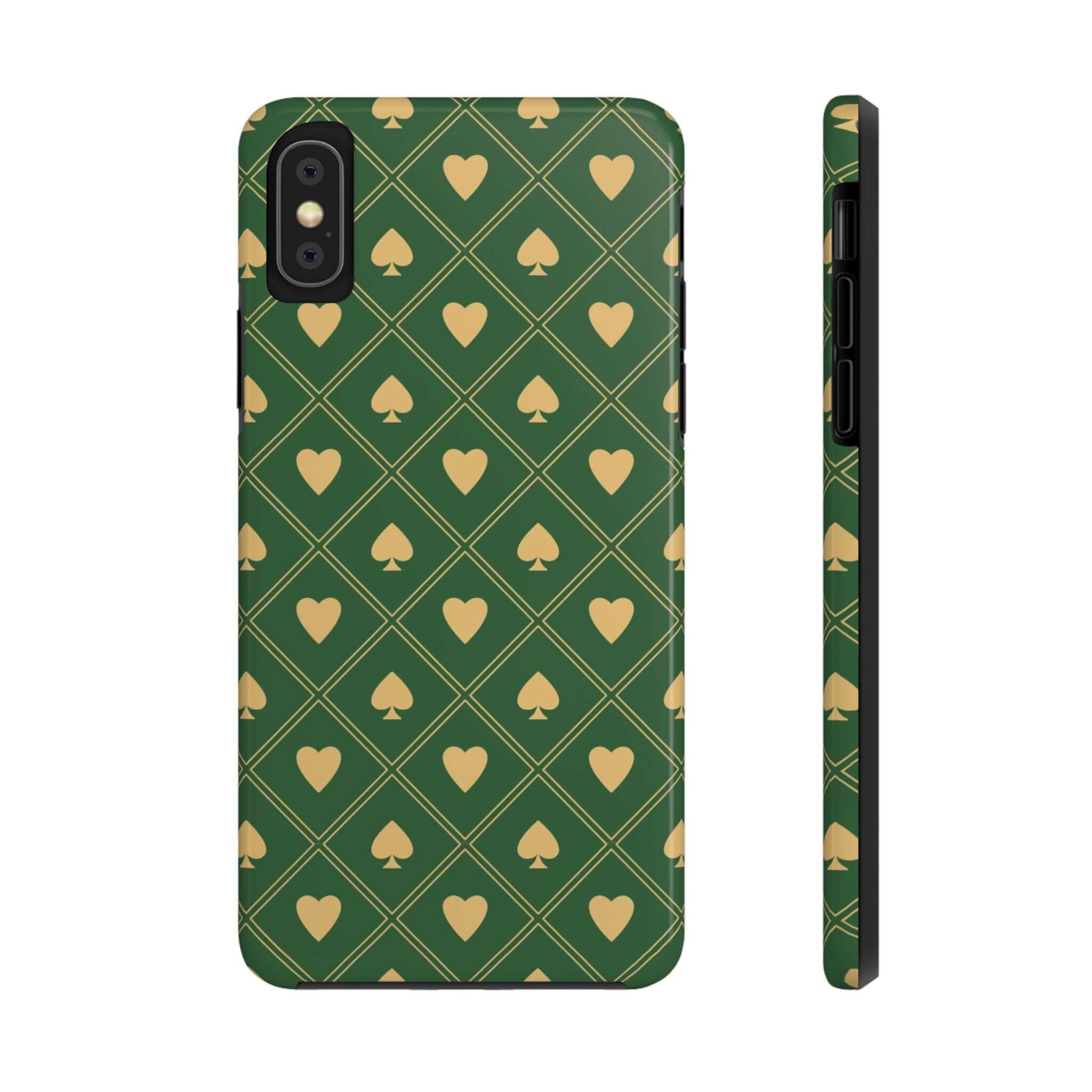 Royal Flush green spade design phone case for iPhone and Samsung, cute phone cover with flower designs, free shipping