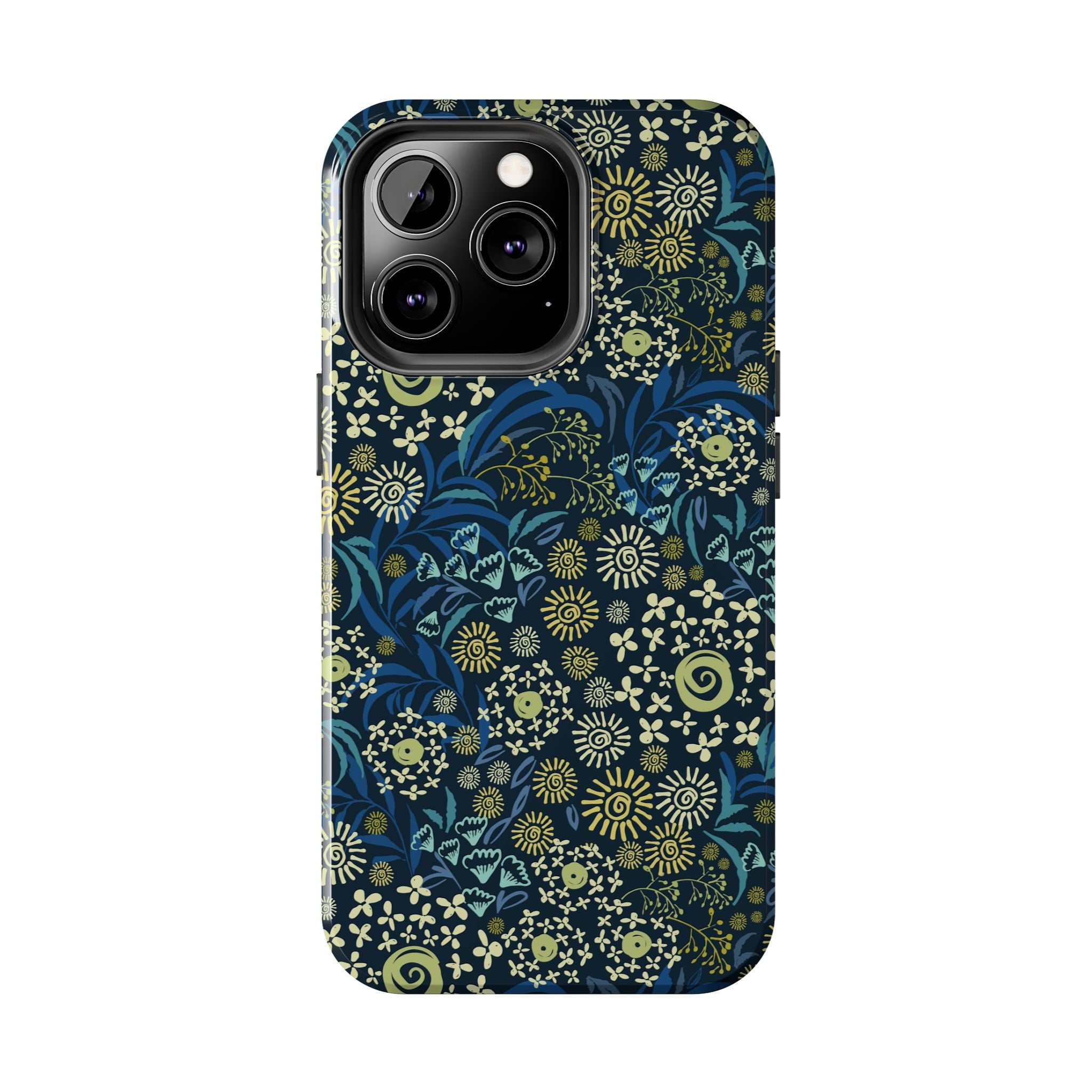 Botanic Breeze Blue Floral iPhone Case Cover featuring cute whimsical blue flowers - stylish and protective phone case