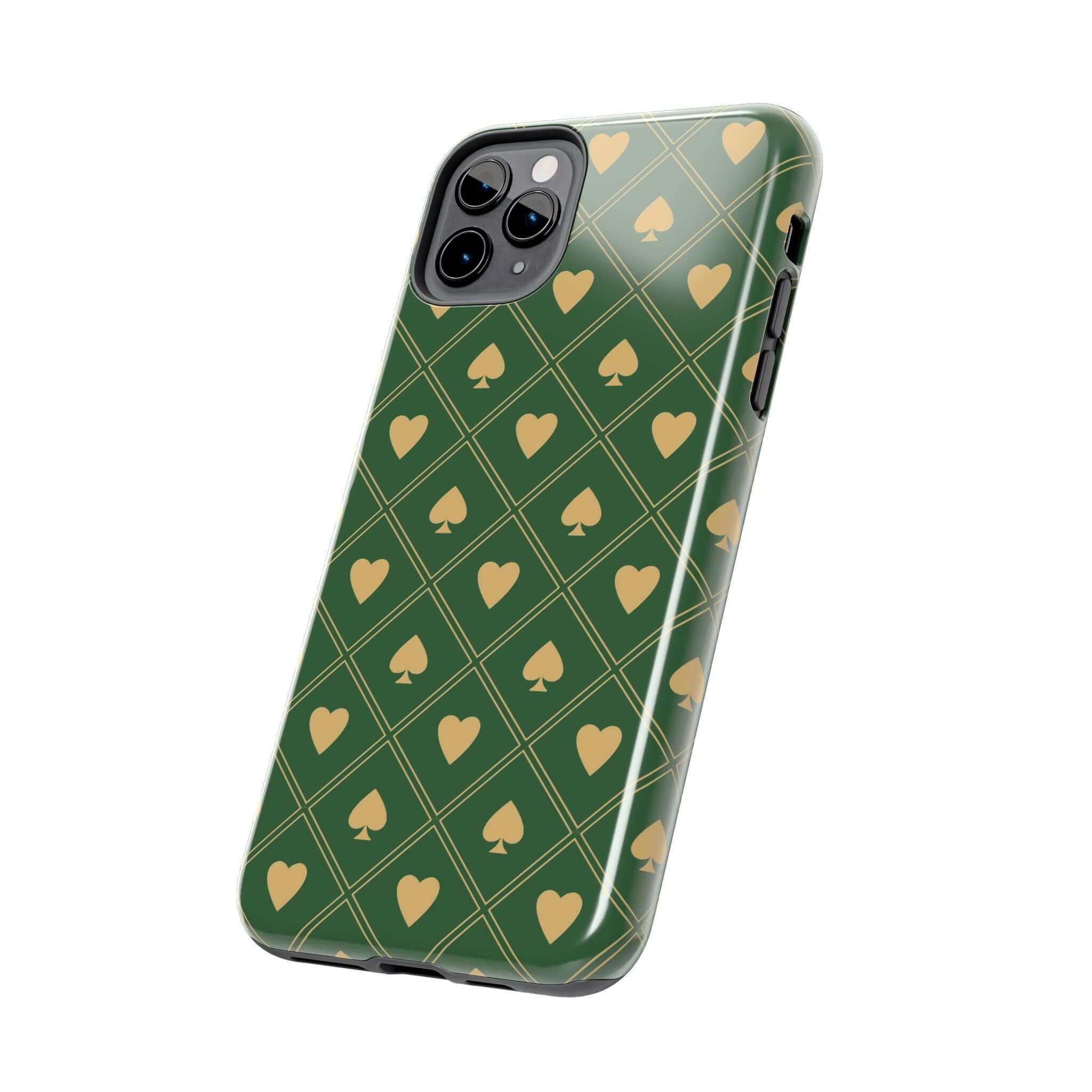 Royal Flush Green Spade Design Phone Case for iPhone, Cute and Stylish Phone Cover with Flowers, Free Shipping, Samsung Case Available