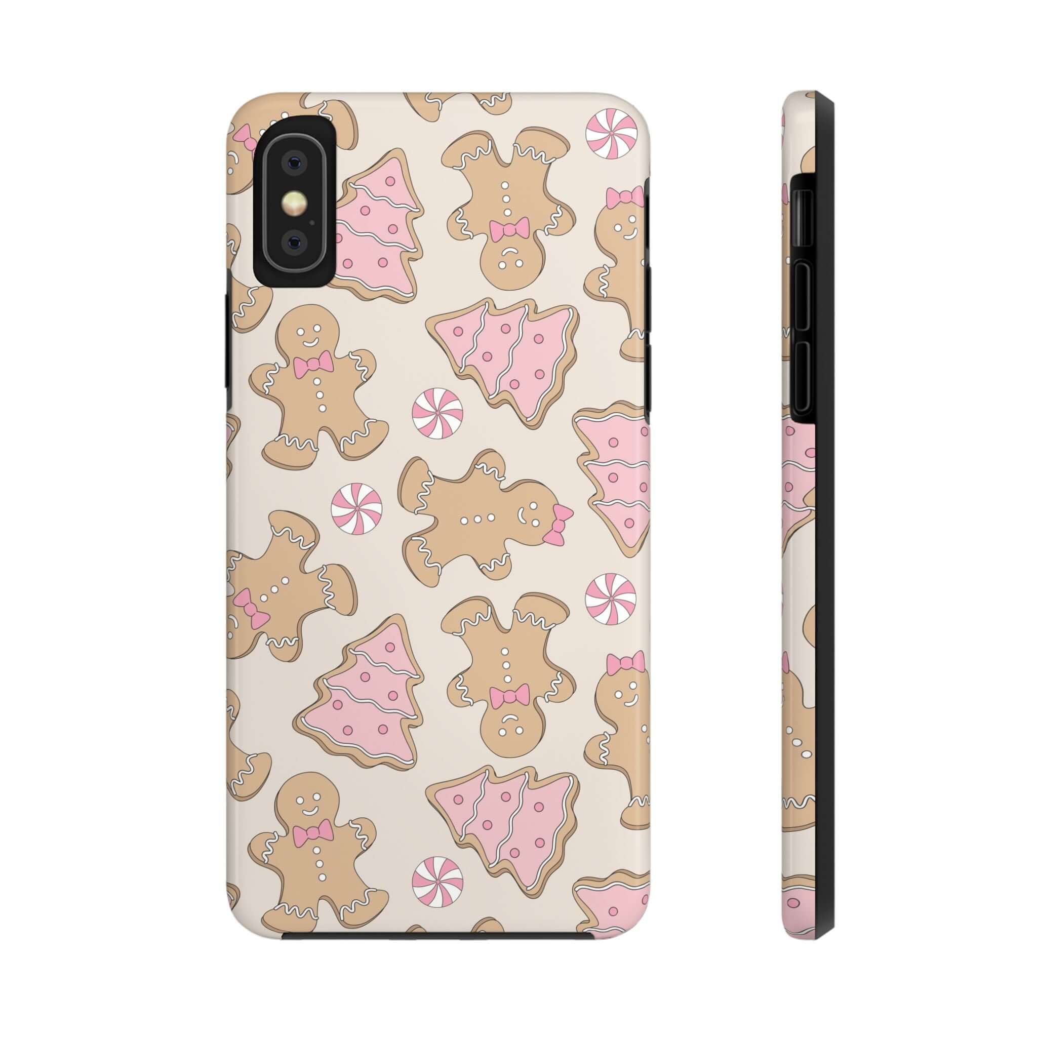 Gingerbread Girlie Christmas phone case with cute gingerbread and candy design, perfect holiday accessory for iPhone.