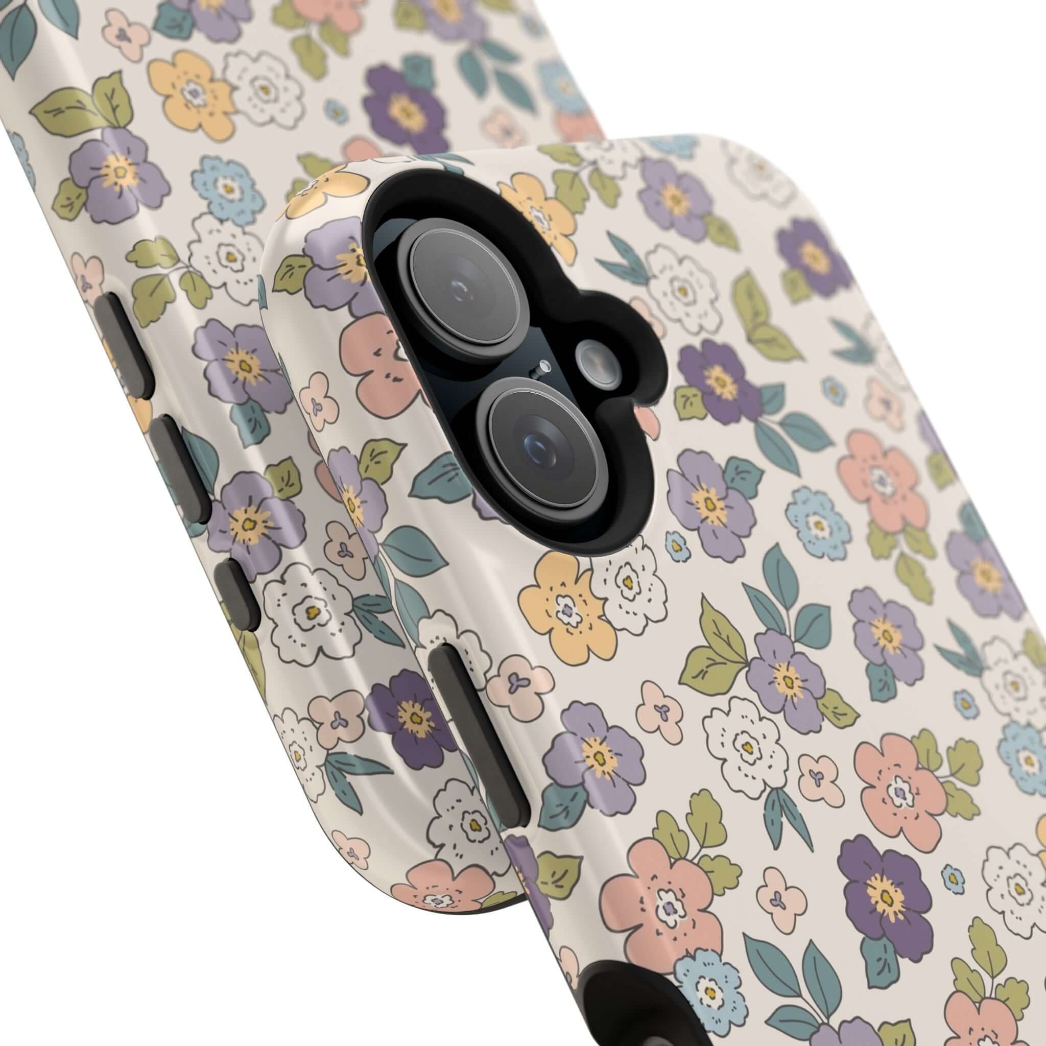 Cute iPhone case featuring colorful floral design with daisies, perfect for stylish beachy phone lovers.