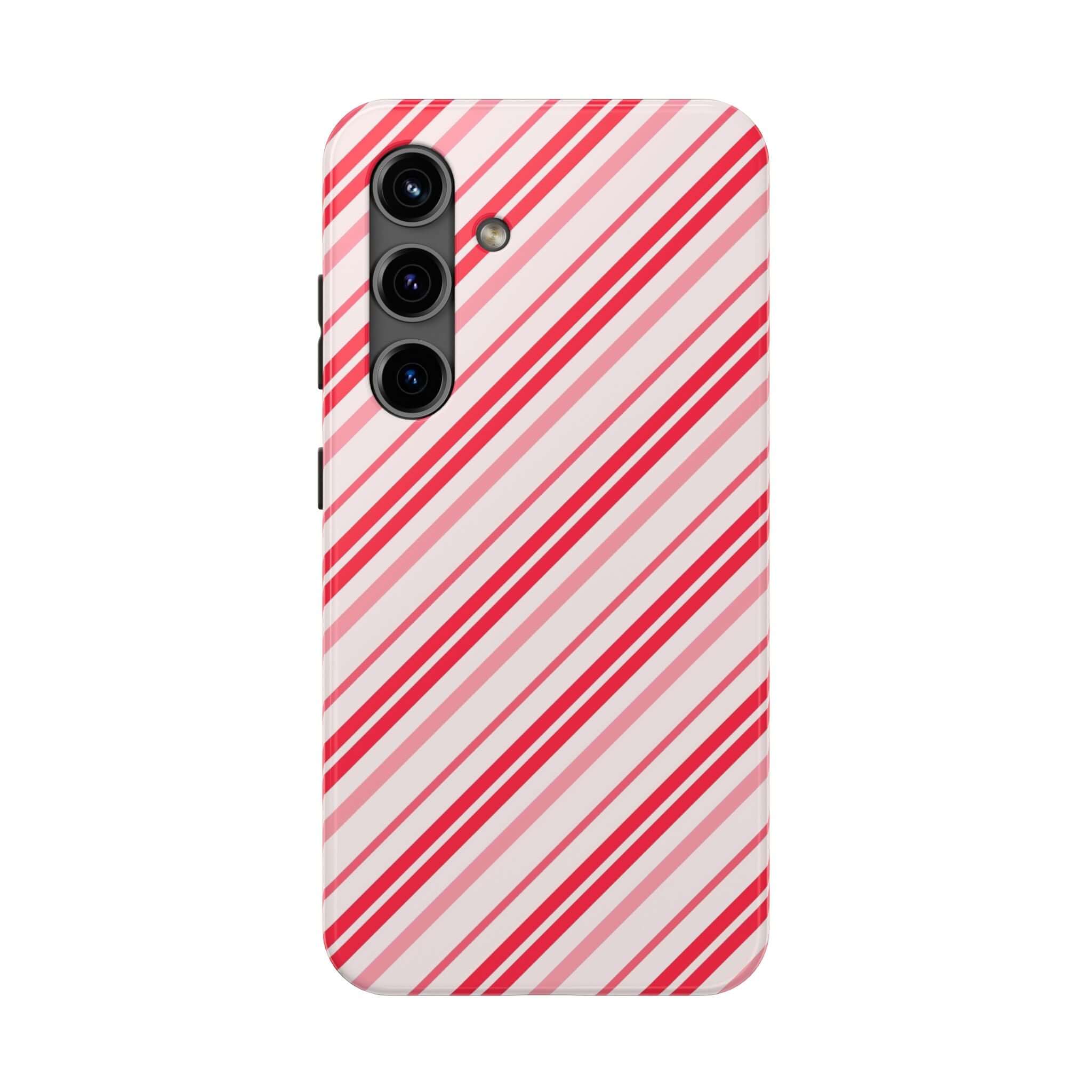 Festive Candy Cane Striped Holiday iPhone Case with Red and White Design, Perfect for Cute Custom Phone Accessories