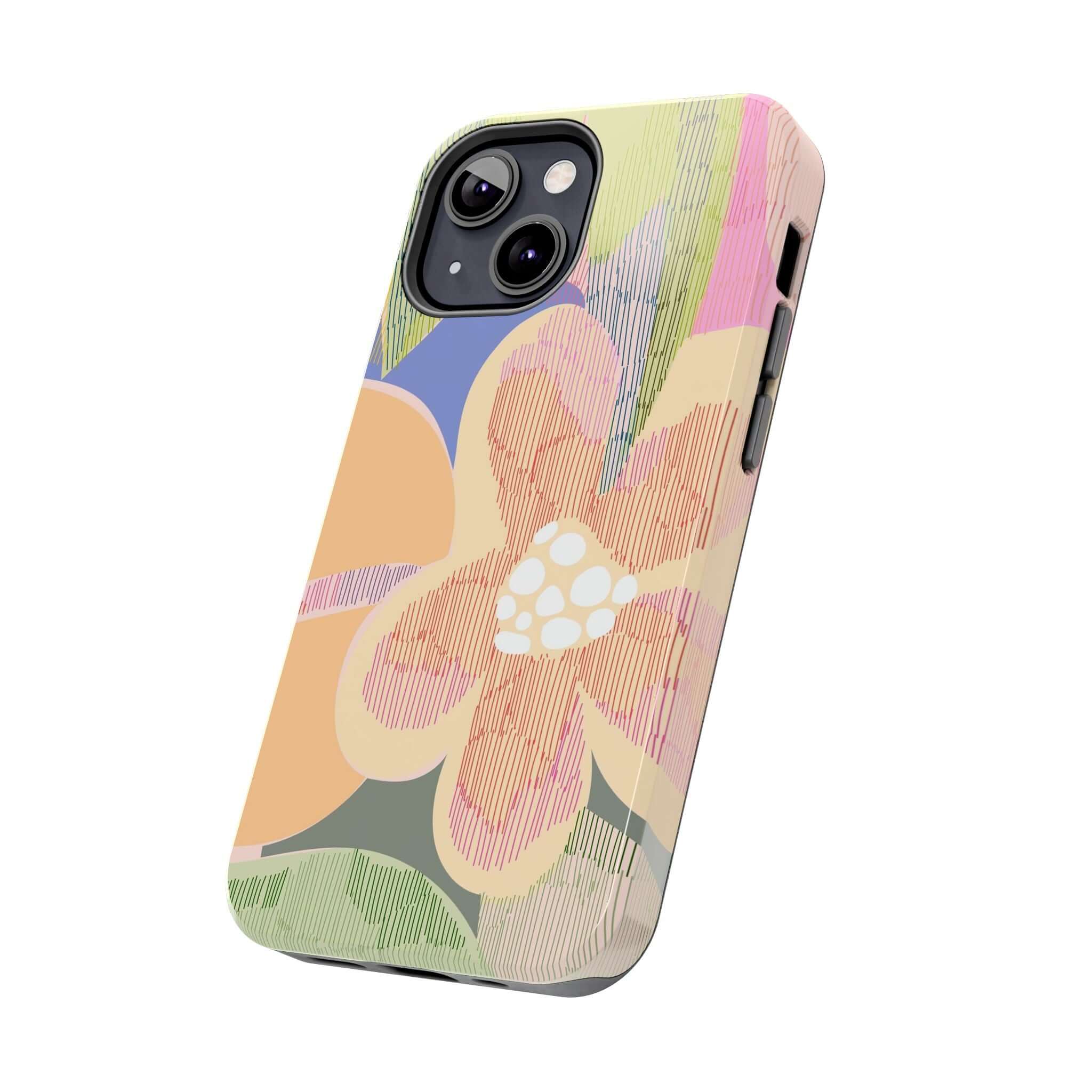 Abstract floral colorful iPhone case with palm tree design for iPhone 14 Pro Max or Samsung S23.