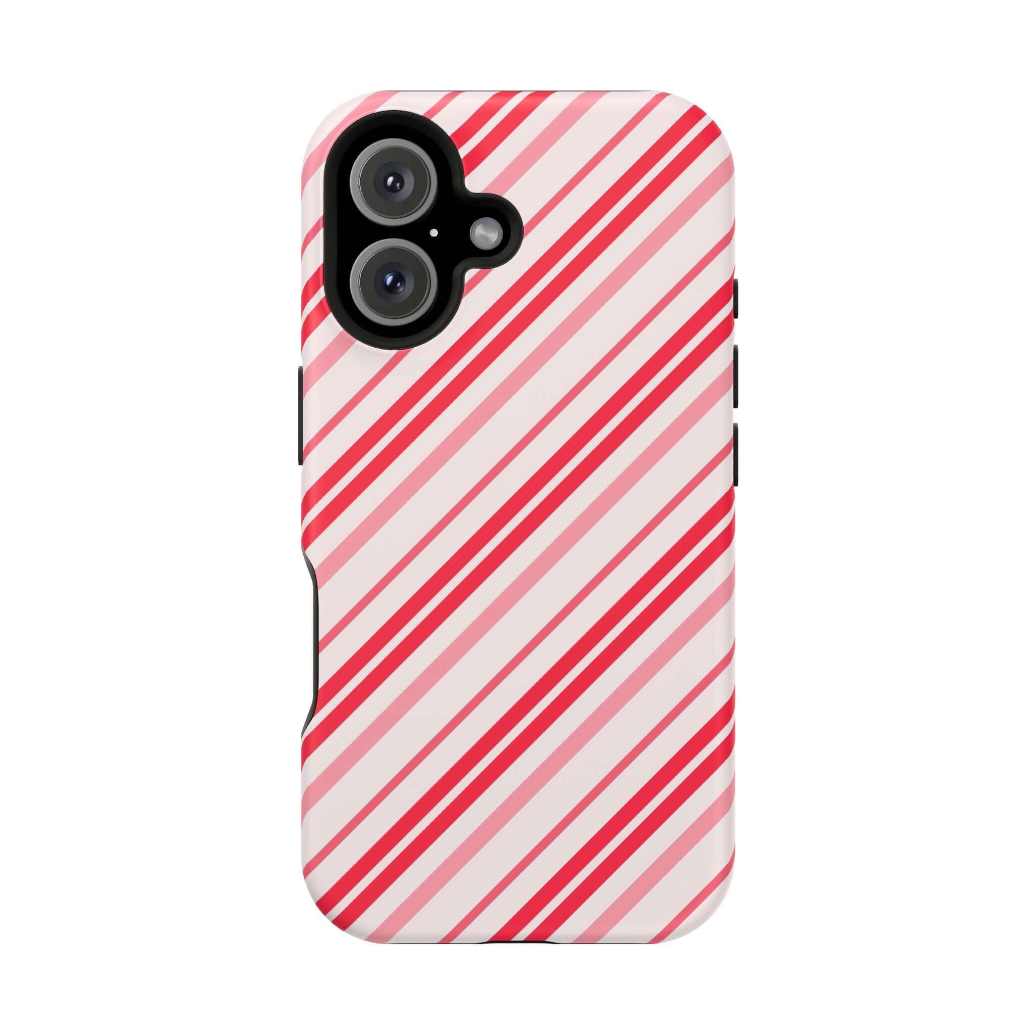 Candy Cane Cutie MagSafe Case with red and white stripes, perfect Xmas phone cover for the holiday season.