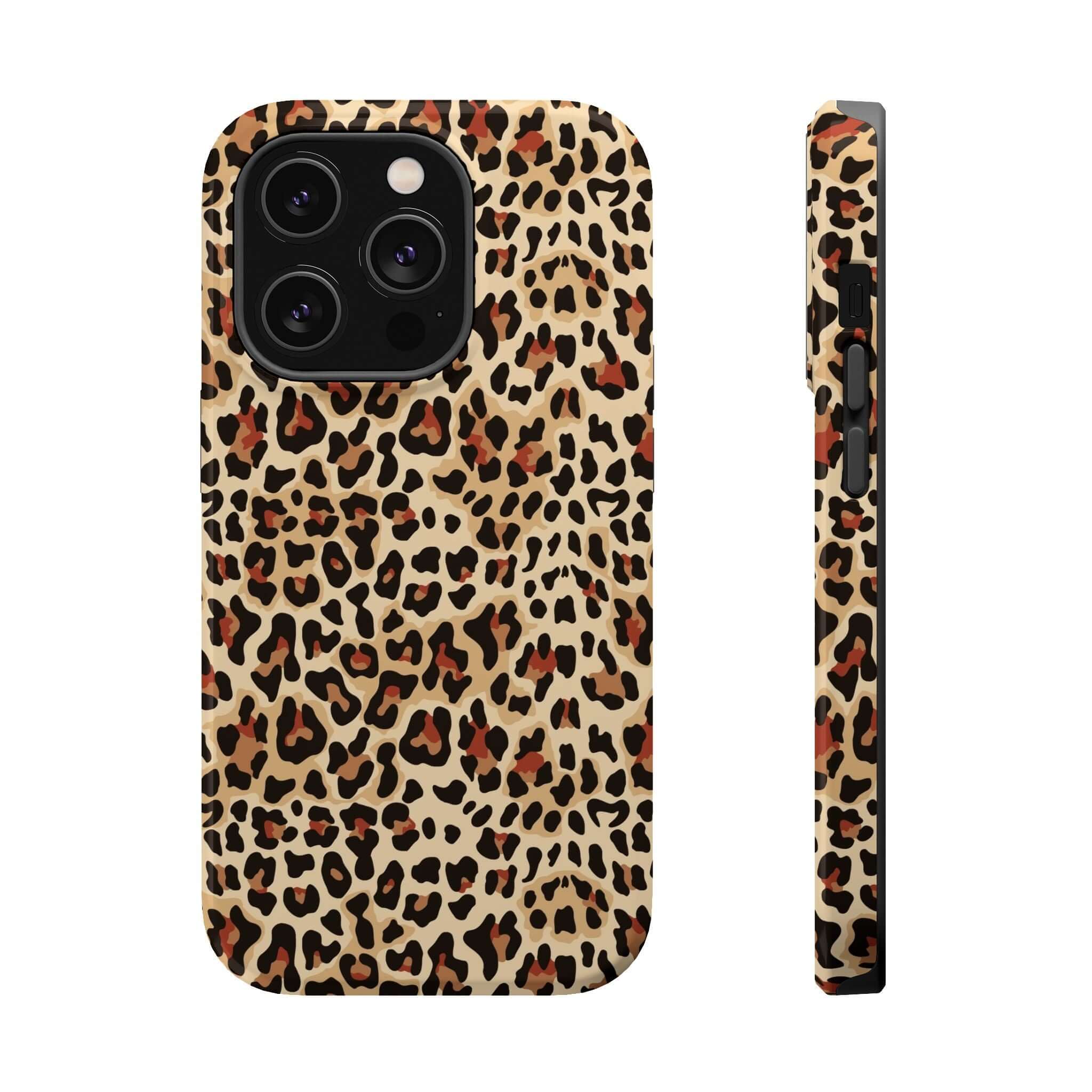 Wildly Chic leopard print iPhone case with Magsafe, colorful and cute design, offering stylish and reliable phone protection.