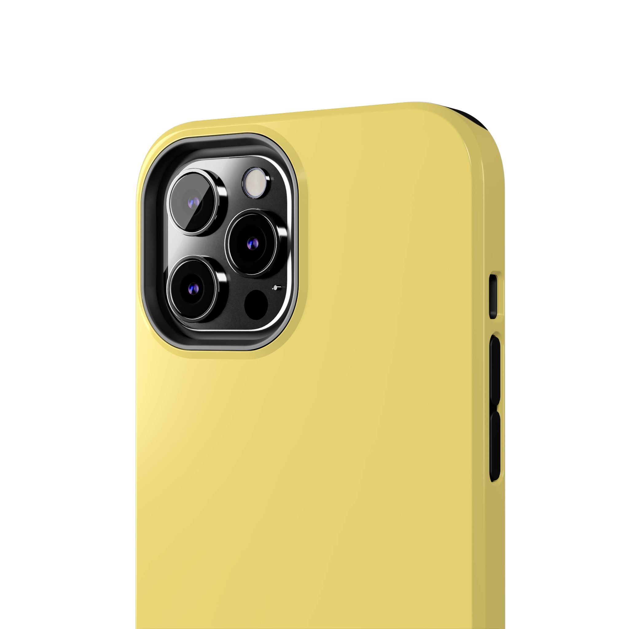 Solid yellow iPhone case, Lemon Drop, adds a playful pop of color. Cute phone case, phone case for iPhone, floral iPhone case design.