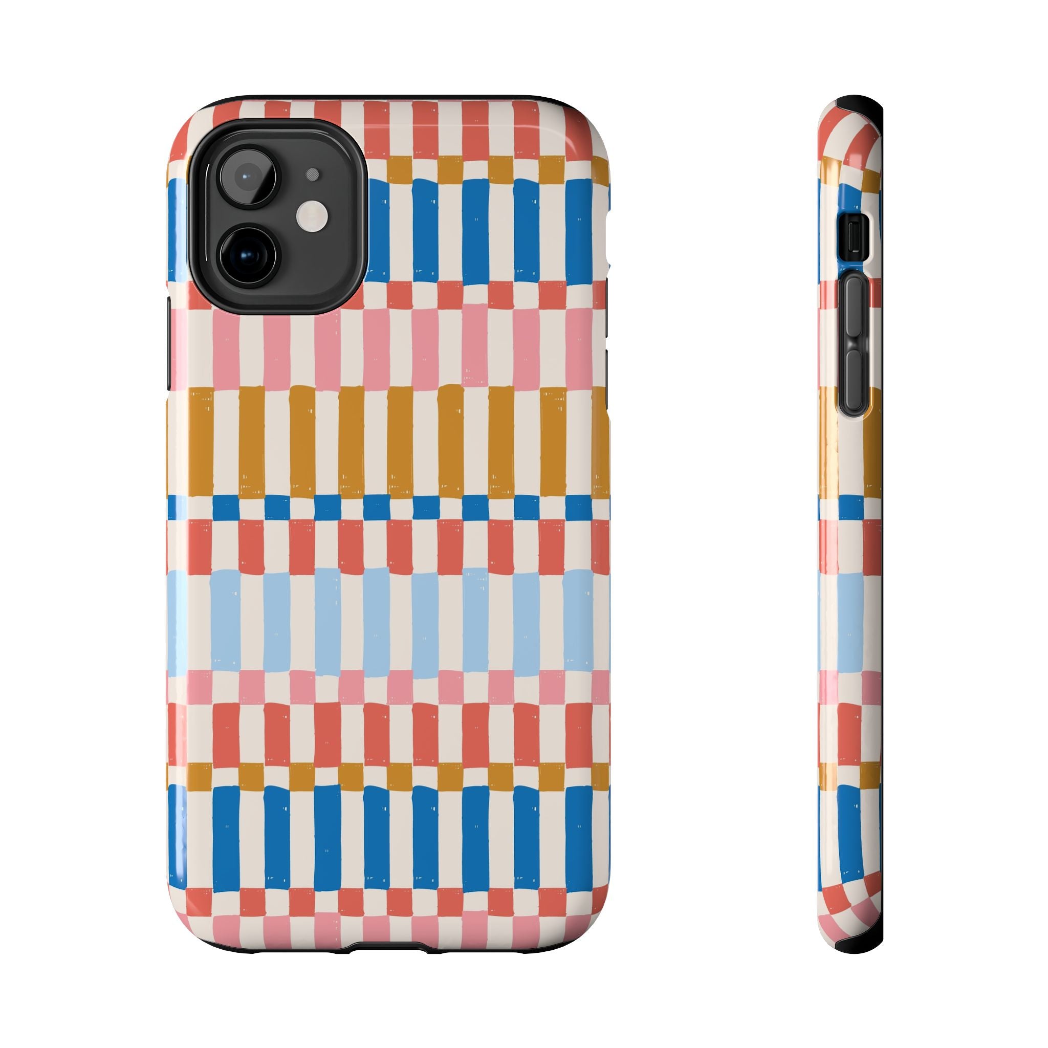 Vintage Colorwave Stripes iPhone case with vibrant colorful pattern, offering stylish phone protection for cute iPhone cases.