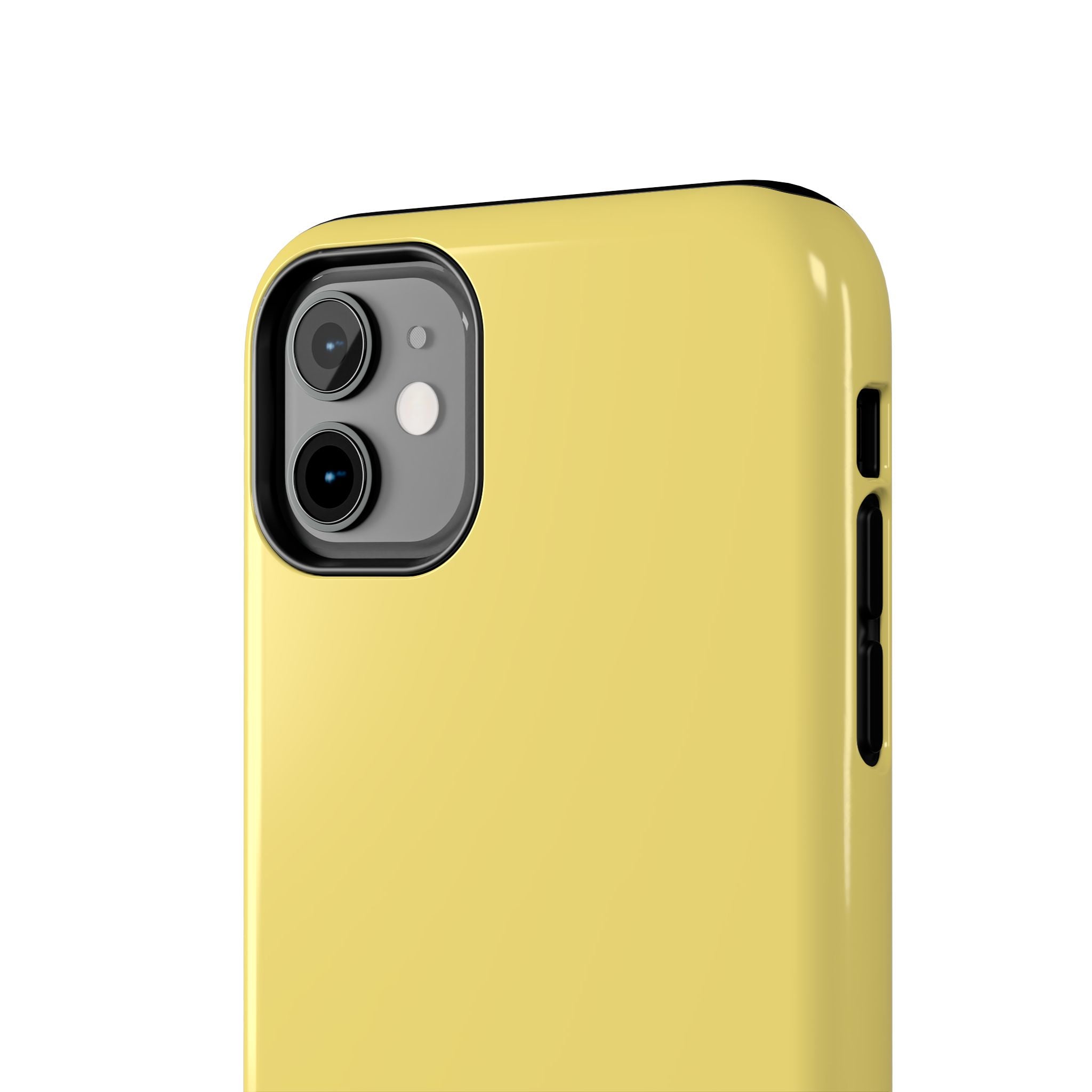 Solid yellow iPhone case called Lemon Drop, a cute phone case that adds a pop of color and fun to your everyday life.