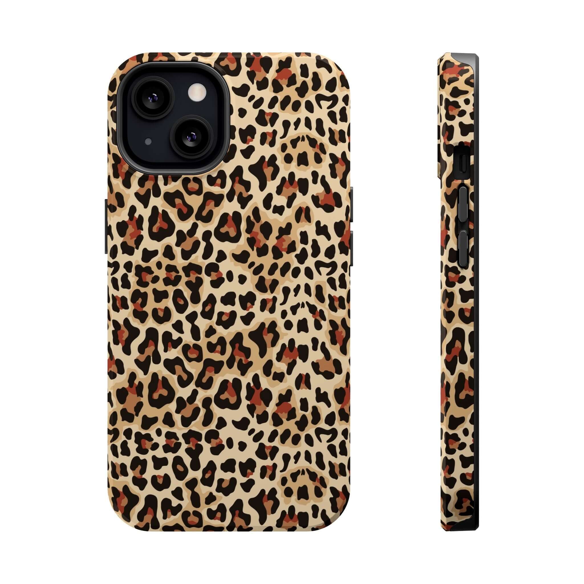 Wildly Chic leopard print colorful abstract iPhone case with MagSafe design, offering cute and stylish protection for your phone.