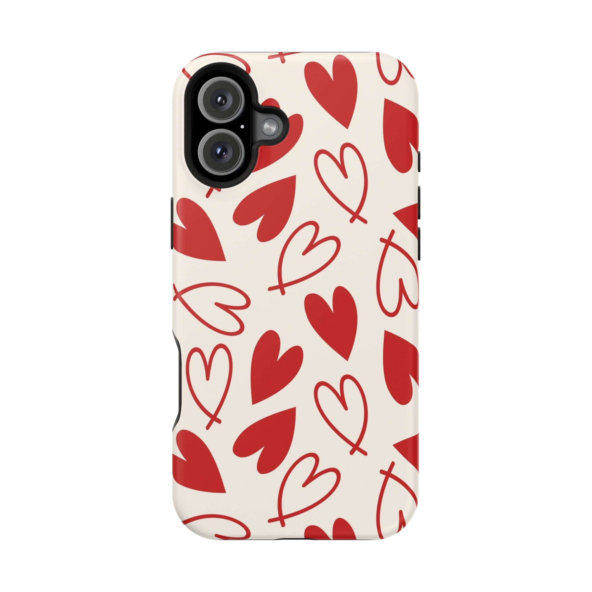 Cute red hearts iPhone case, Be Mine design, playful and protective cover, quirky accessory, cute phone cover, cute phone case.