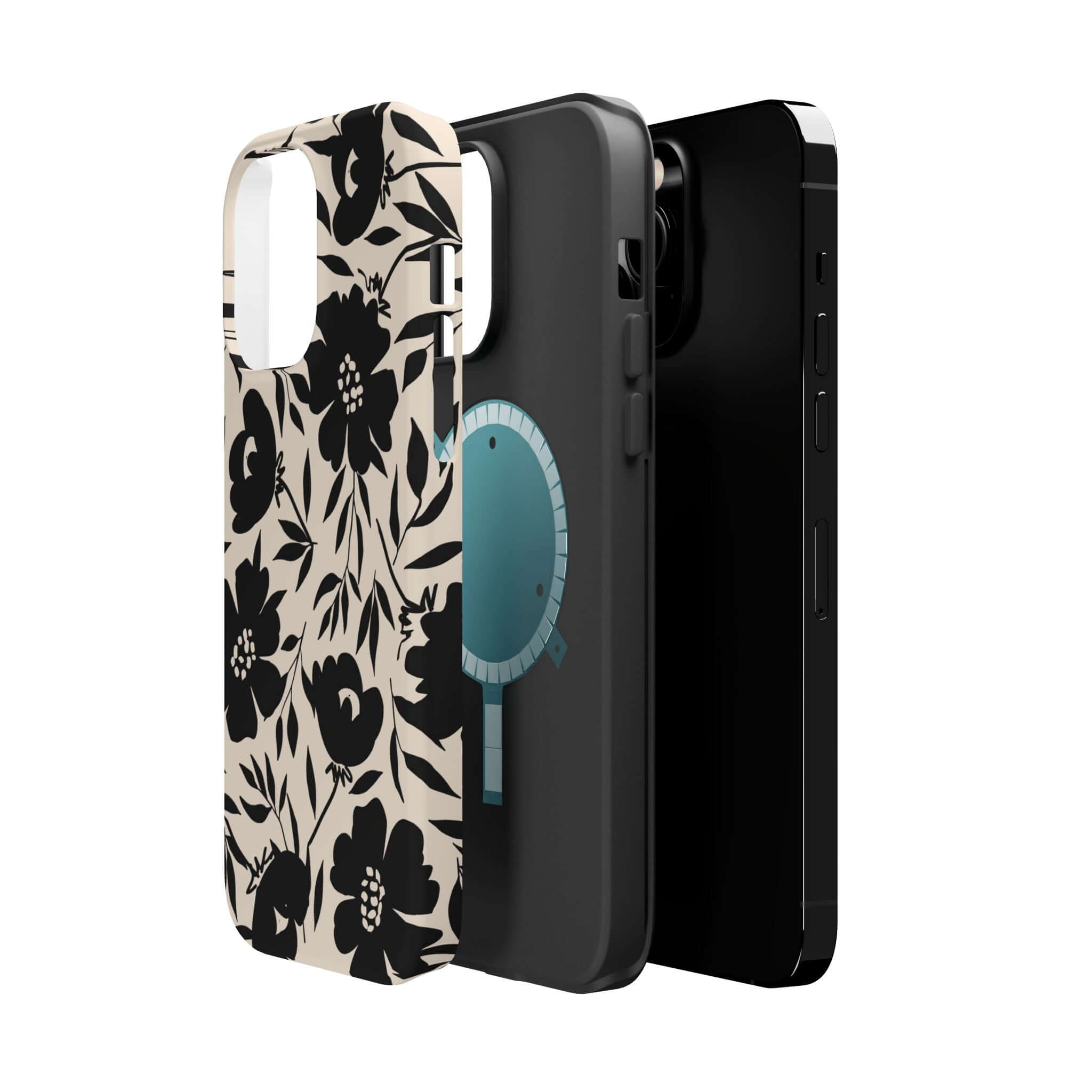 Eclipse Garden Black Floral Case for iPhone 16 - Cute phone case with bold adventure-inspired design.