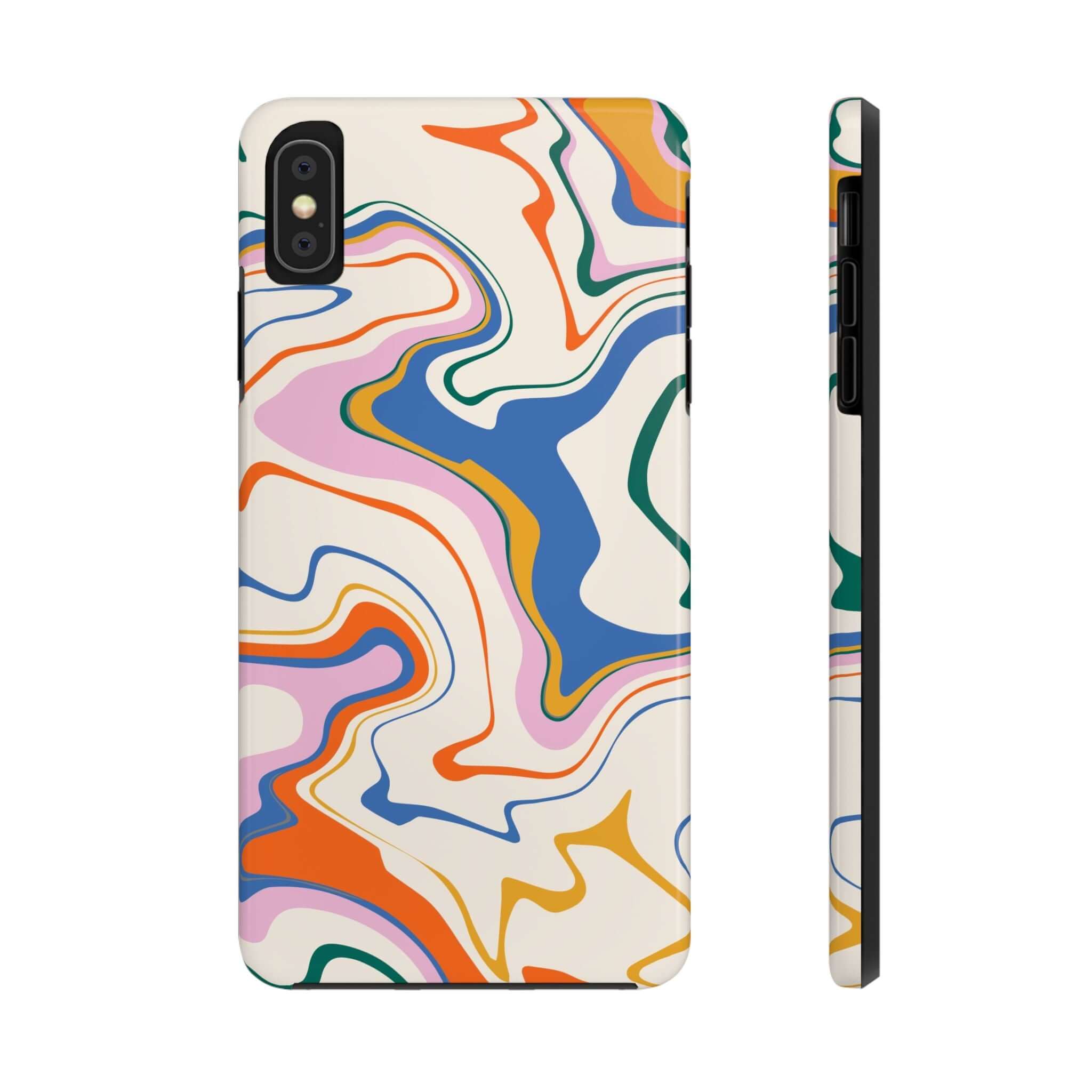 Colorful abstract phone case with vibrant swirl design for iPhone 14 Pro Max and Samsung S23. Cute and stylish phone protection.