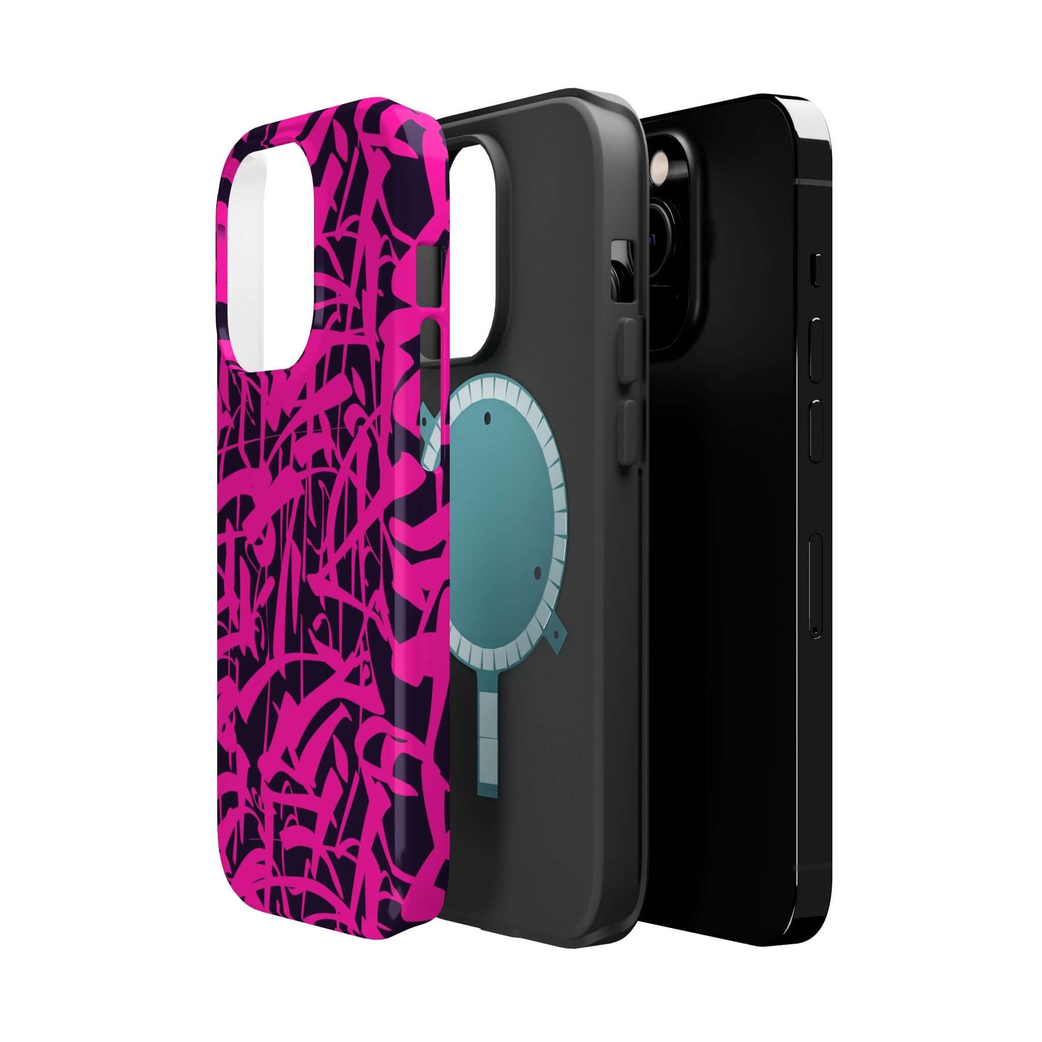 Colorful Midnight Pop Pink Art Case for iPhone, showcasing unique artwork and stylish protection for your phone.