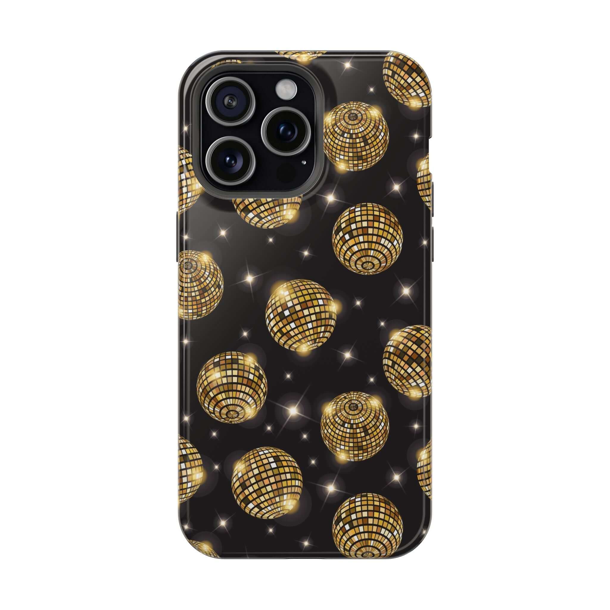 Gold disco ball design cute iPhone 14 case - Dance the Night Away with free shipping - Cute phone cover