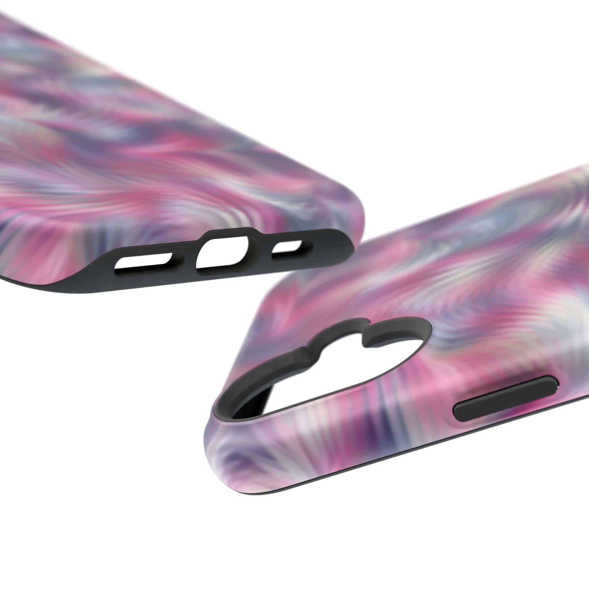 Cute MagSafe iPhone Case with Purple Tie Dye Swirl Design - Quirky Abstract Phone Cover