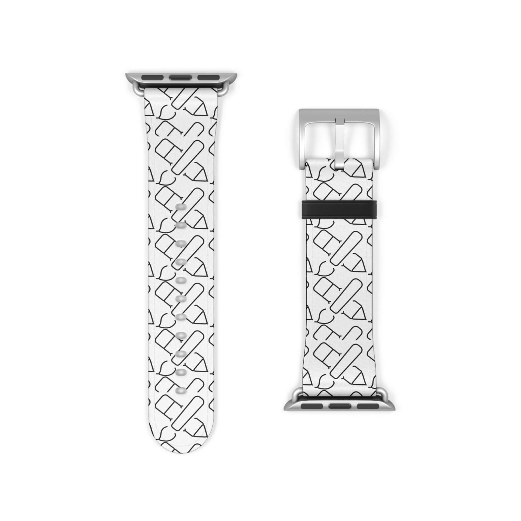 Personalized watch band with black and white geometric design, perfect for customizing your Apple Watch accessory.