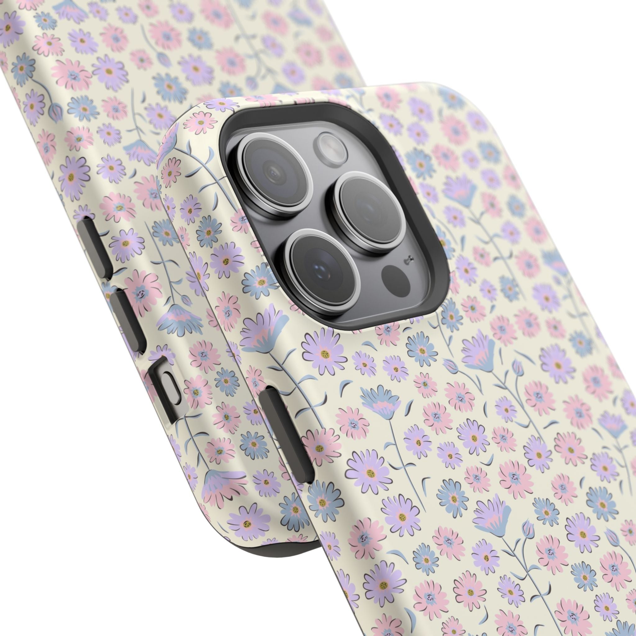 Cottagecore pink flower MagSafe phone case for iPhone 16, showcasing a cute floral design. Perfect iPhone case for nature lovers.