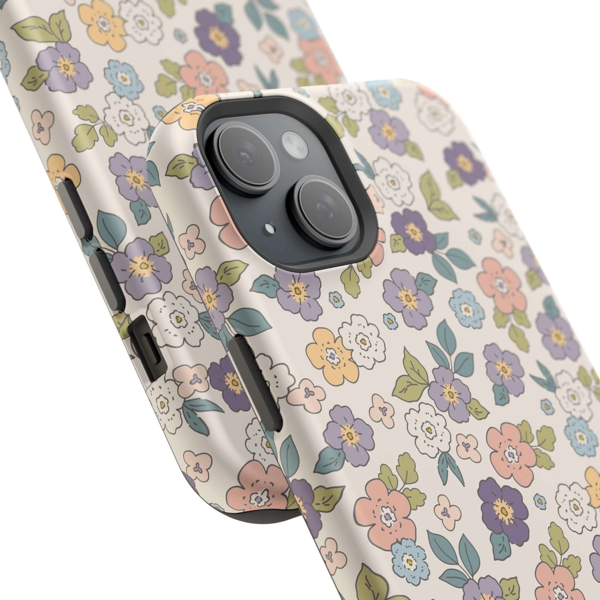 Colorful Ditsy Daisies iPhone case showcasing cute floral design, perfect for stylish phone users.