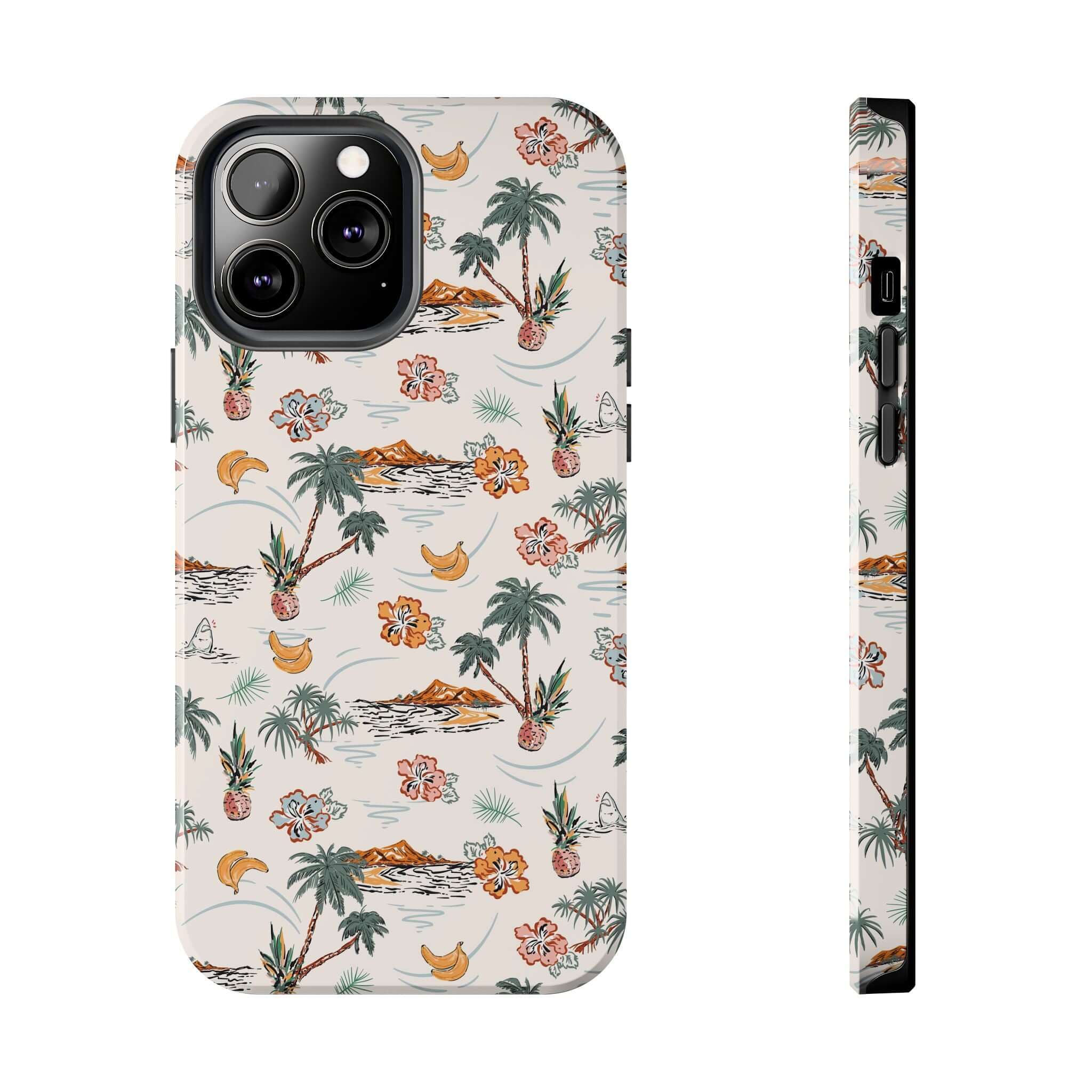 Cute iPhone 14 Tropical Vacation Beach Case with Palm Tree Design - Free Shipping