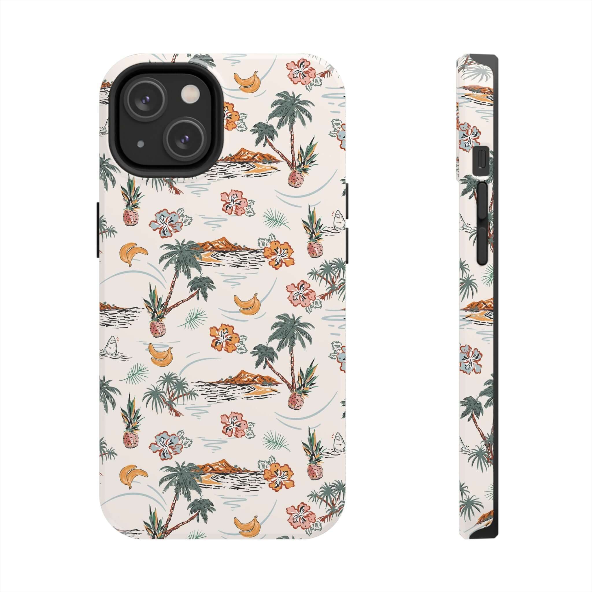 Tropical Vacation beach case for iPhone 14 featuring cute palm tree design, perfect cute phone cover with free shipping