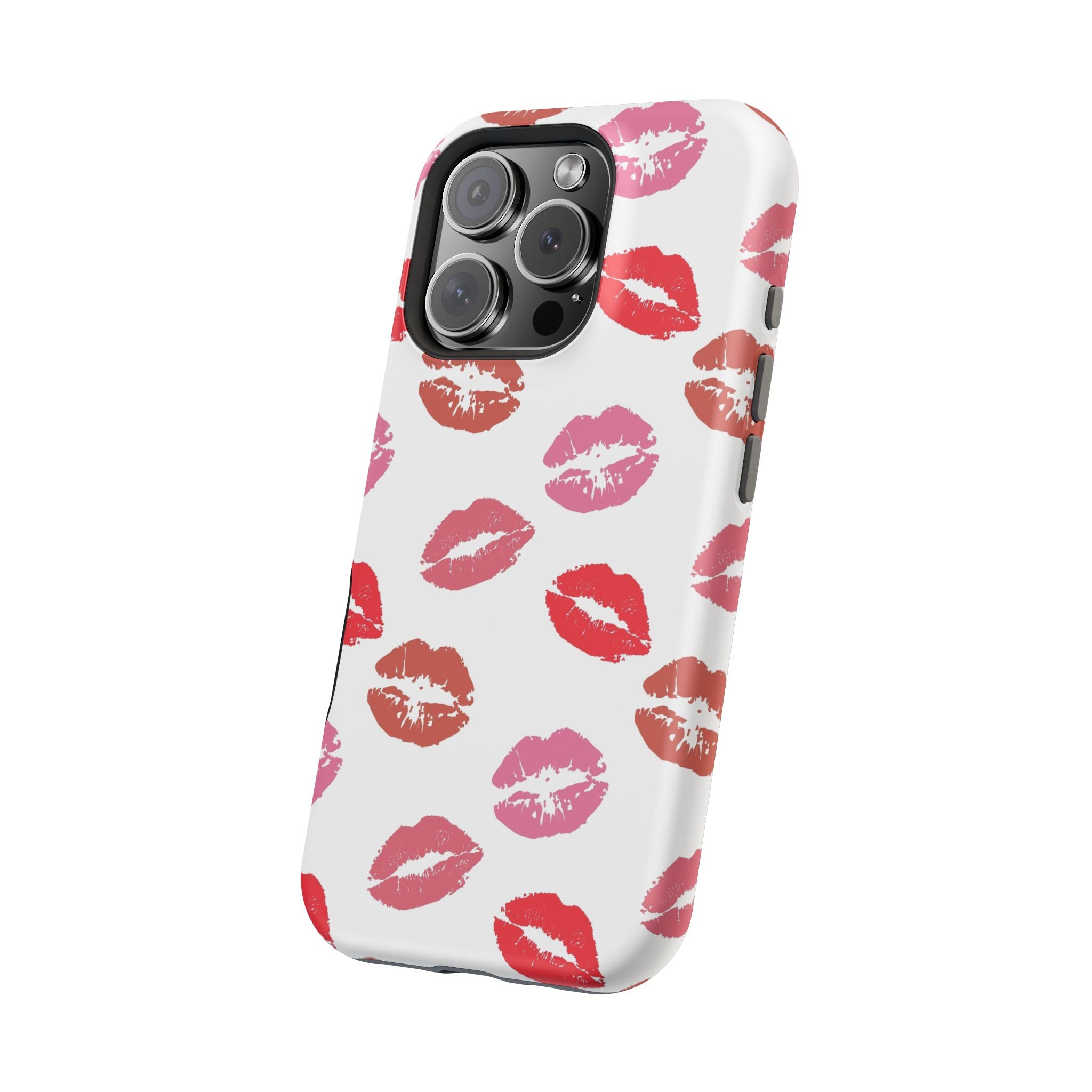 Cute phone case with colorful lip print design, perfect for protecting and styling your iPhone.