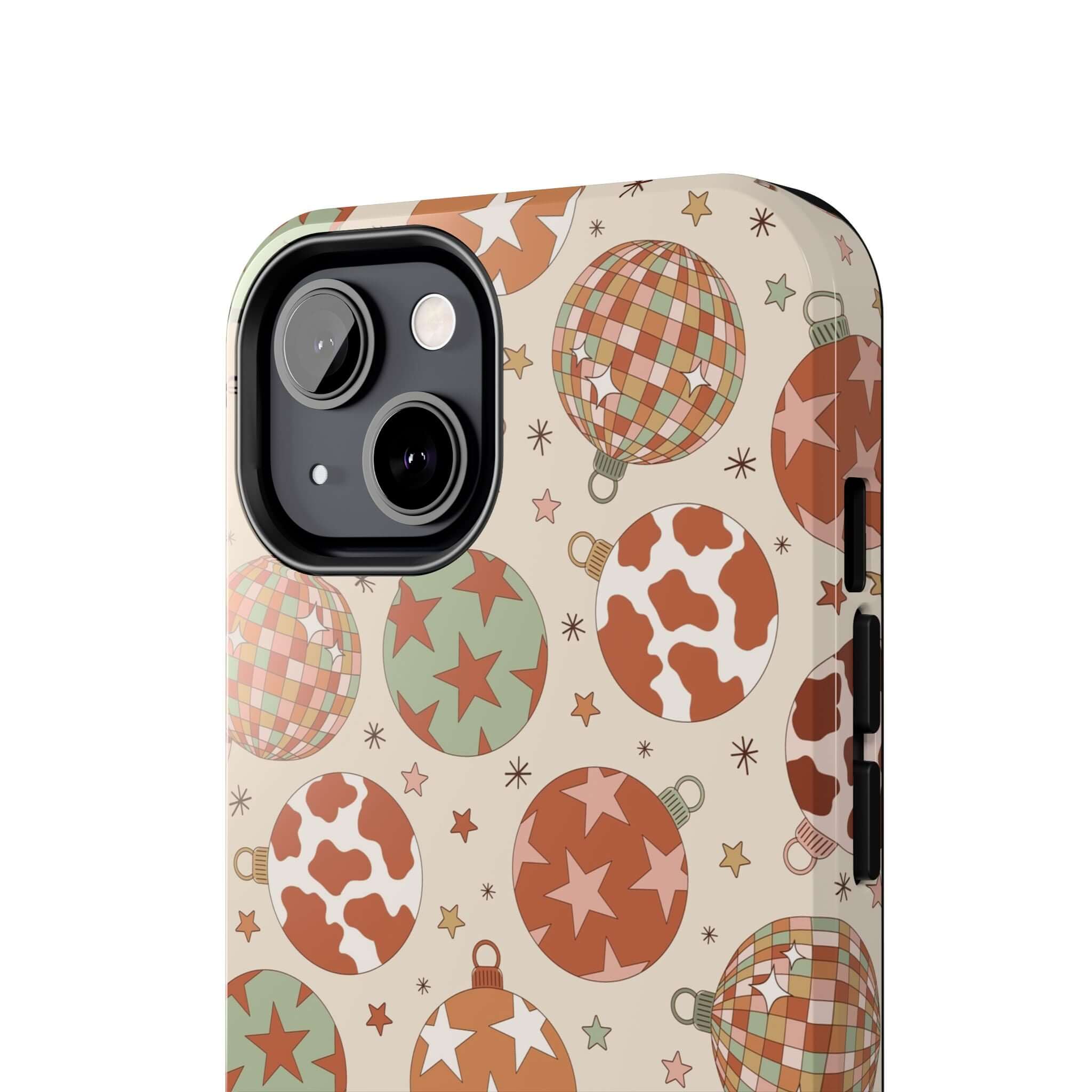 Colorful Cowgirl Christmas phone case with festive pattern, perfect cute iPhone cover for holiday season.