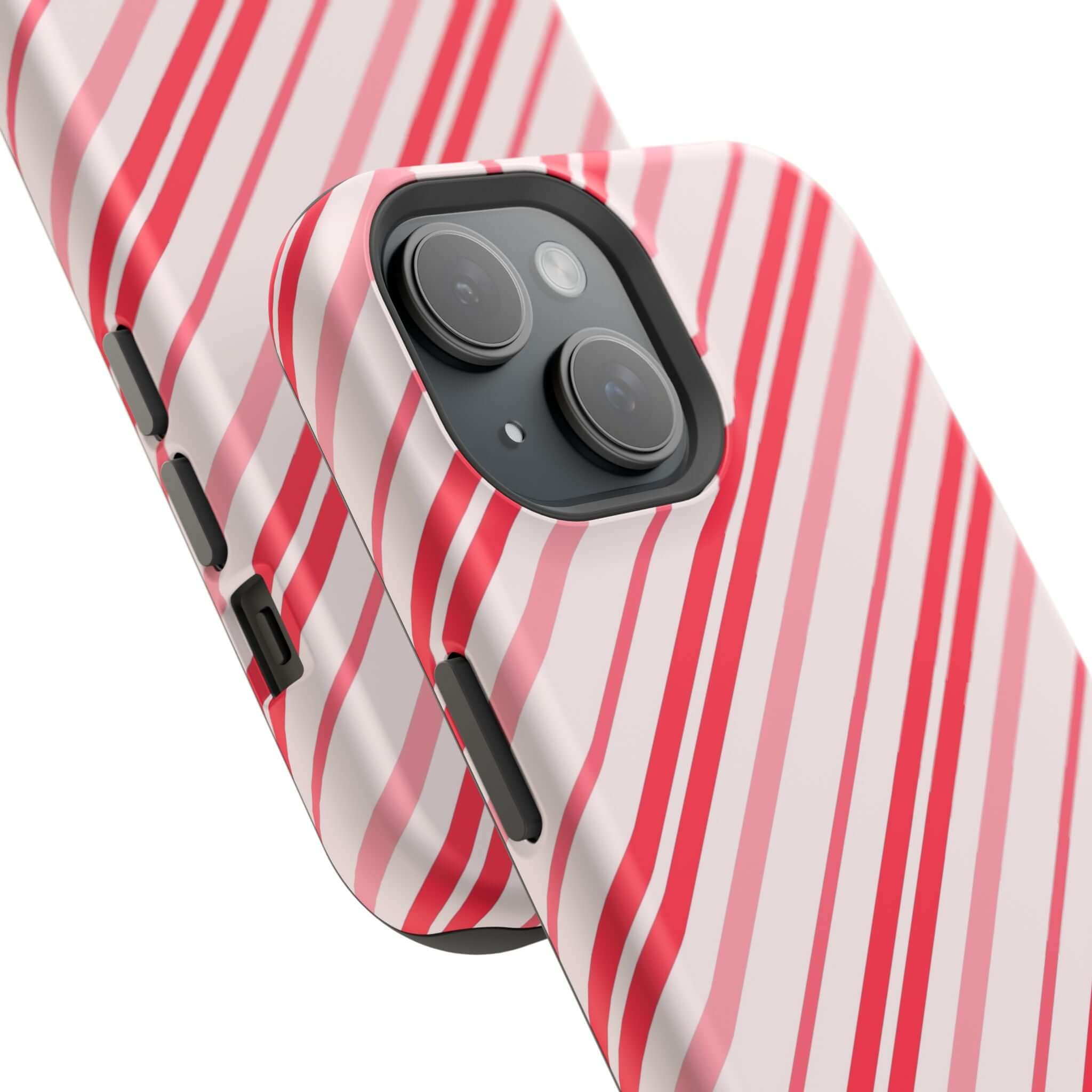 Christmas MagSafe case with candy cane design, perfect holiday phone cover for festive cheer and convenience.