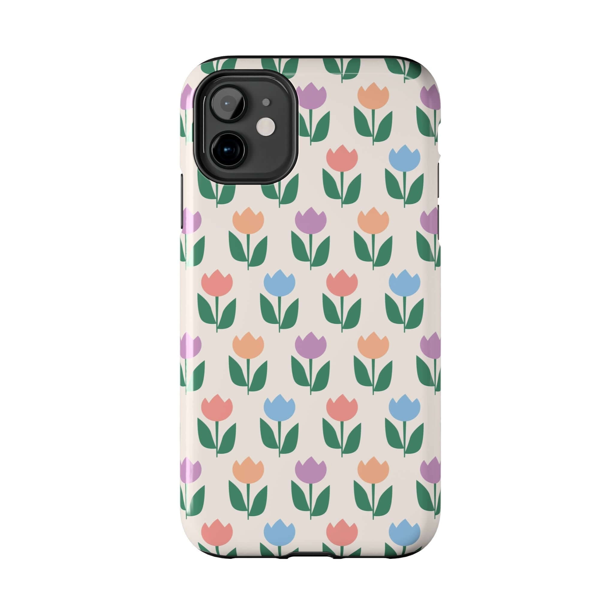 Stroll through Amsterdam Tulip Case for iPhone 14 Pro Max with colorful floral pattern, cheerful phone accessory