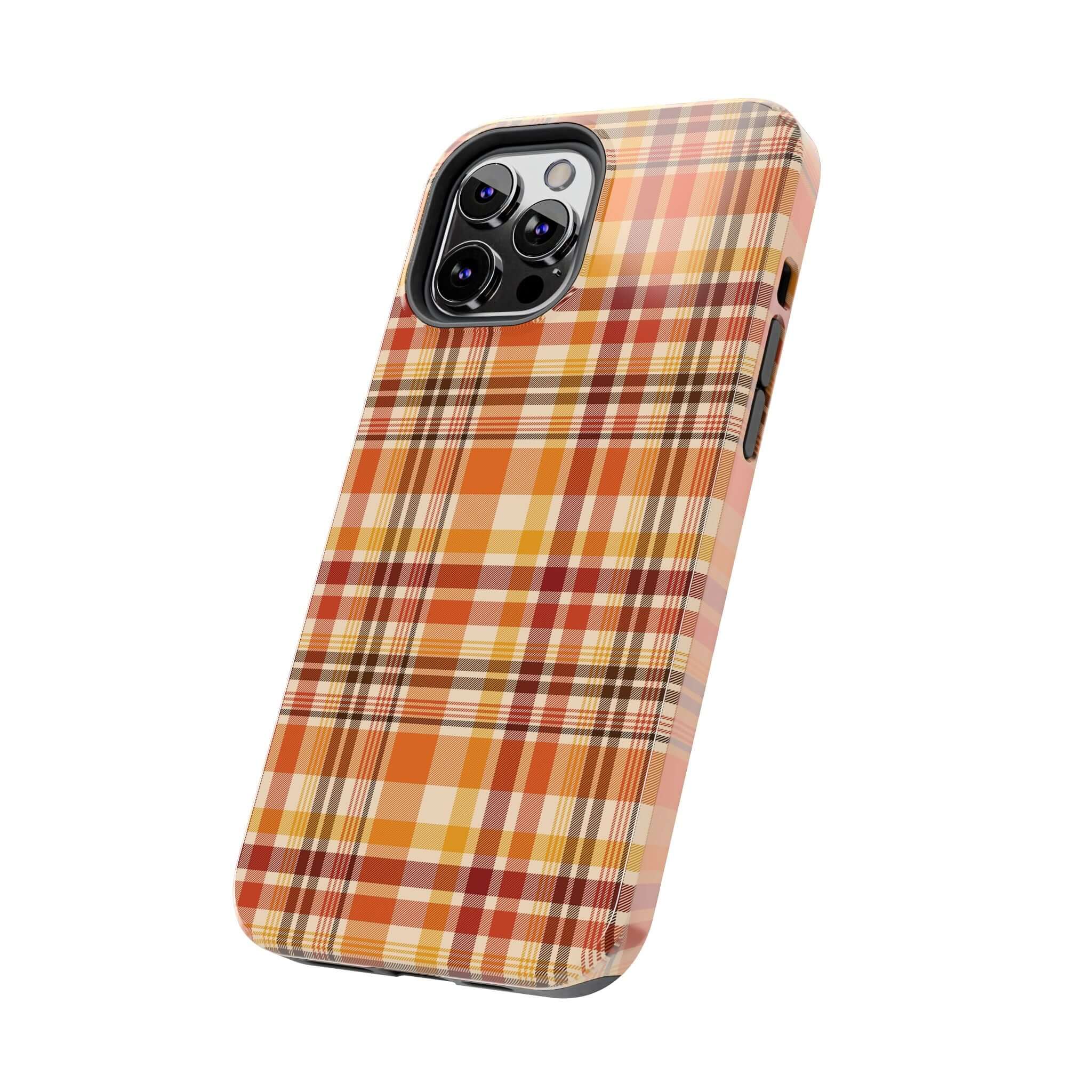 Autumn Air Fall Plaid Phone Case with Plaid Design for iPhone - Halloween Cute Fall iPhone Case