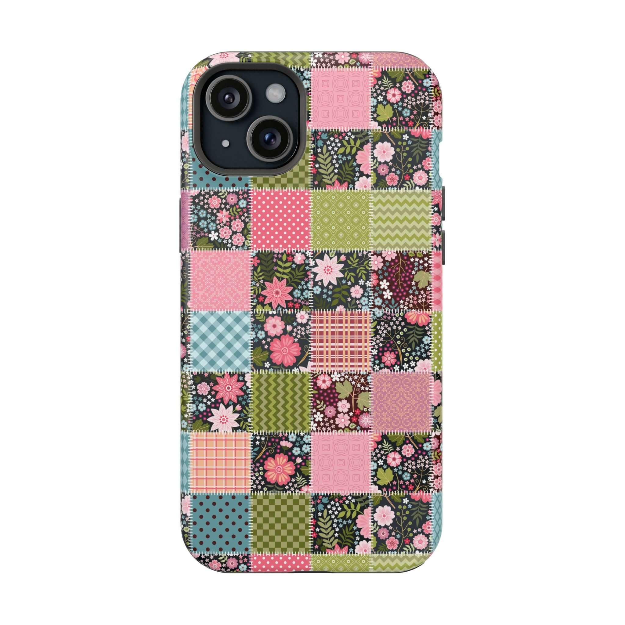 Flora Forage wildflower patchwork MagSafe iPhone case, showcasing a cute floral design, perfect for free-spirited granola vibes.