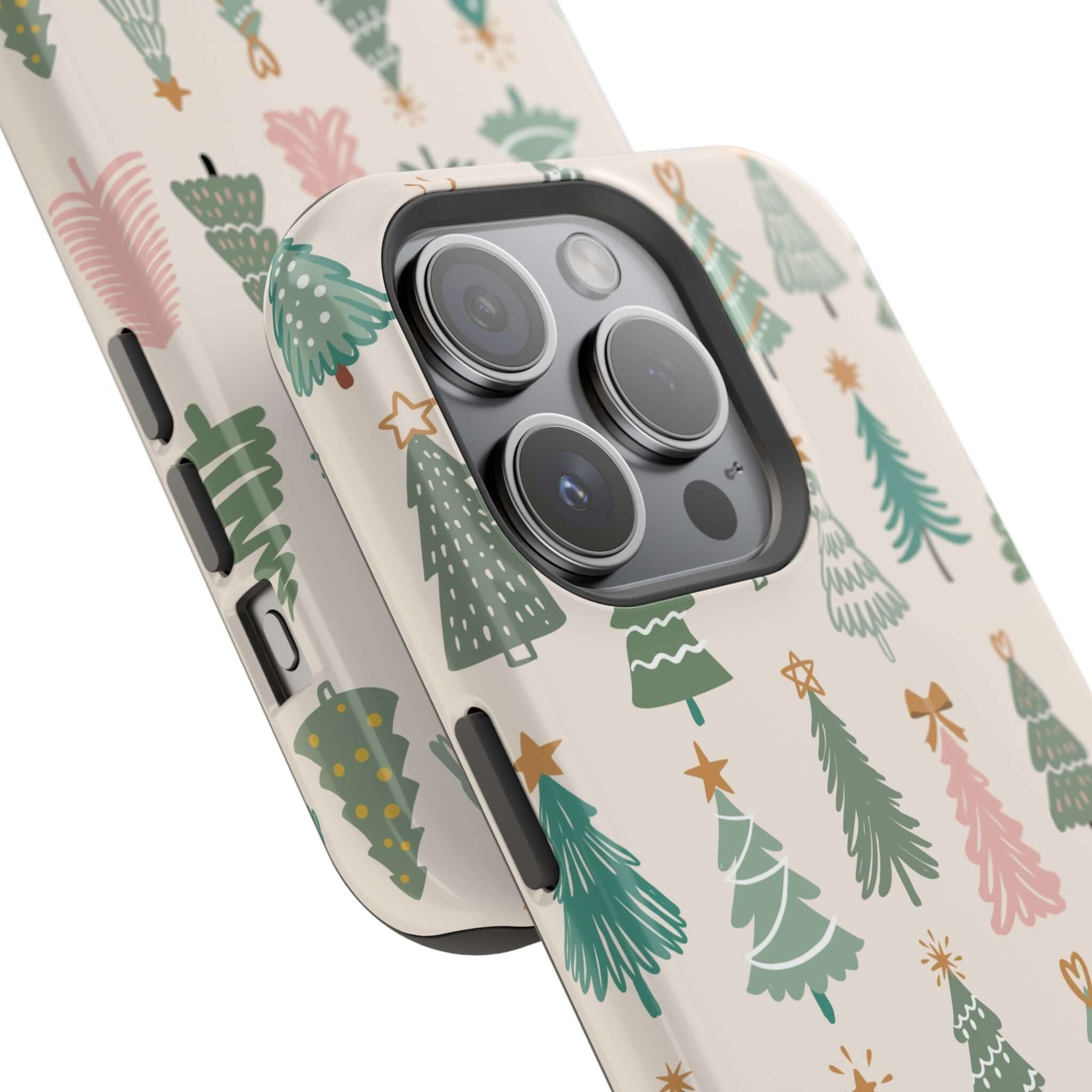 Festive O Christmas Tree MagSafe Case with holiday tree design, perfect cute phone cover for holiday and xmas spirit.