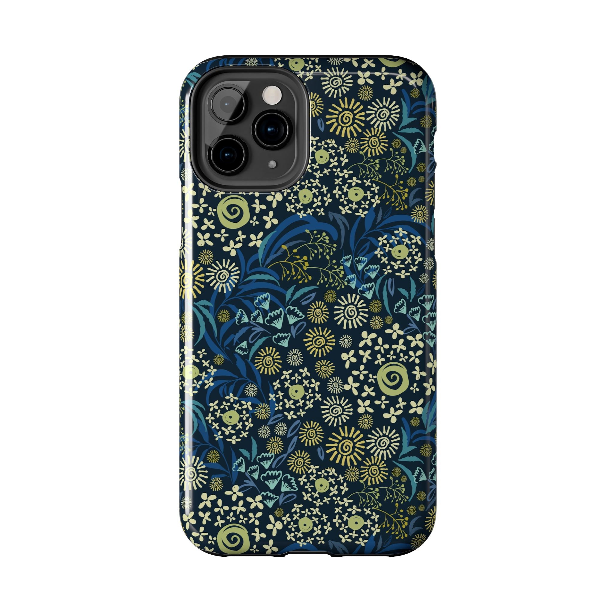 Botanic Breeze Blue Floral Case for iPhone featuring cute blue flowers, durable phone cover, and scratch protection