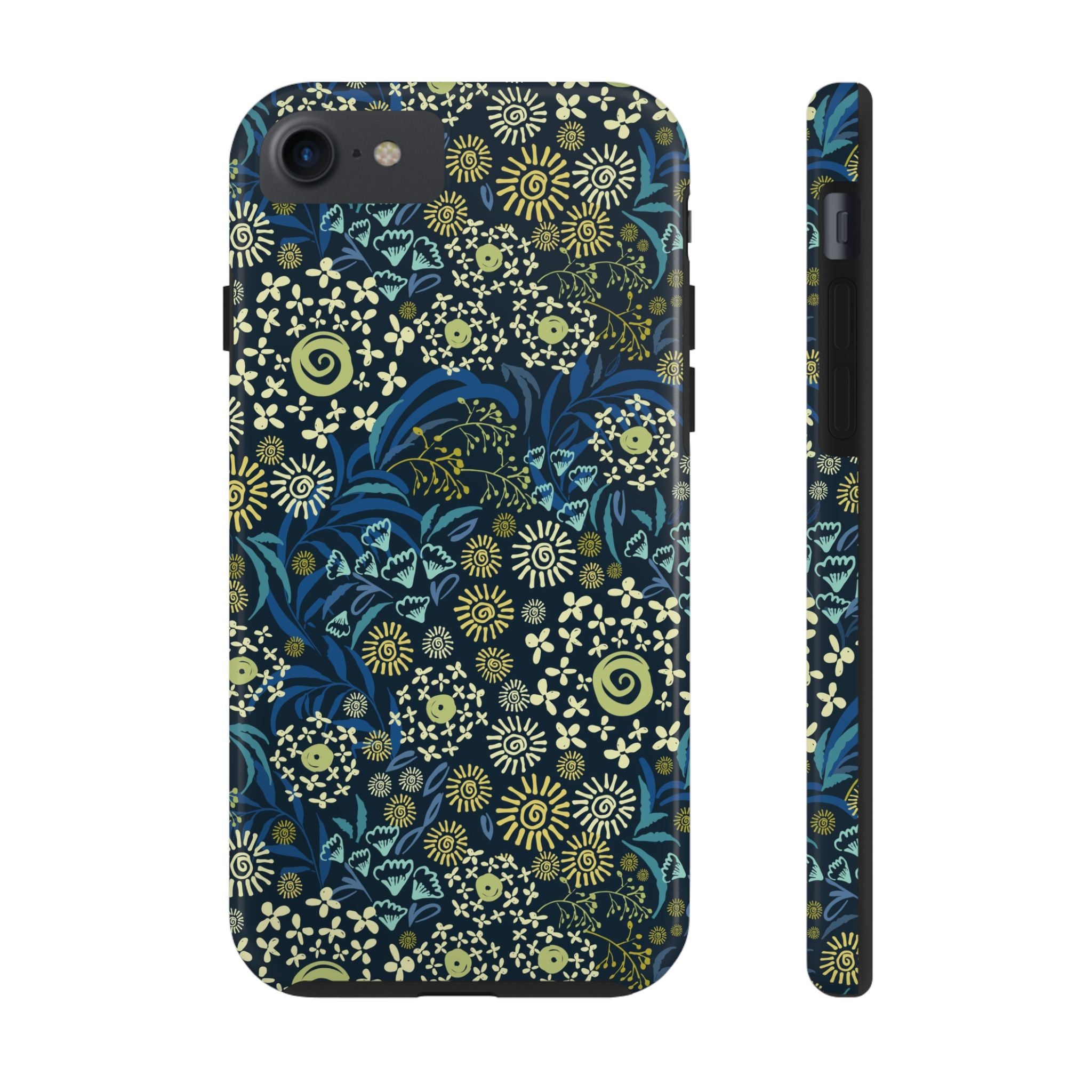 Botanic Breeze blue floral iPhone case cover with whimsical flower design, perfect for adding a cute touch and protecting your phone from scratches.