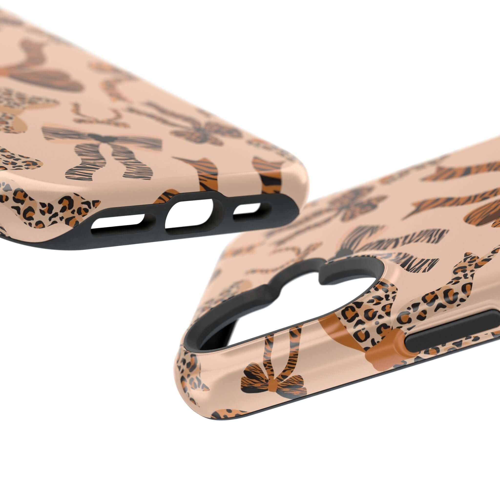 Safari Coquette Leopard Bows Case with cute MagSafe design, featuring colorful abstract patterns on a playful iPhone cover.