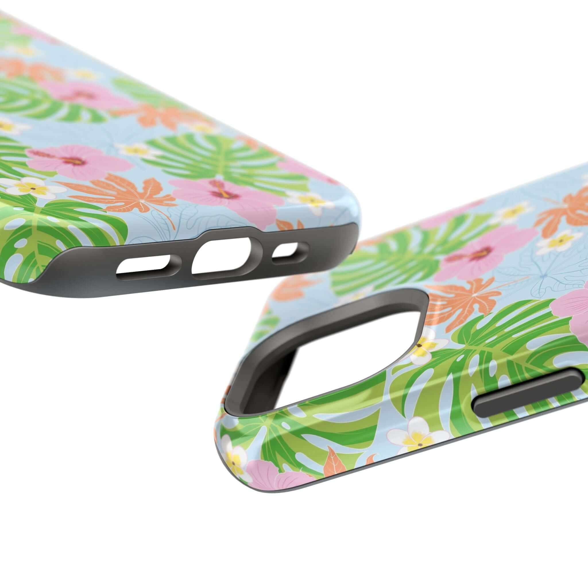 Colorful floral Island Hibiscus MagSafe iPhone 14 Pro case with tropical design and cute phone cover features