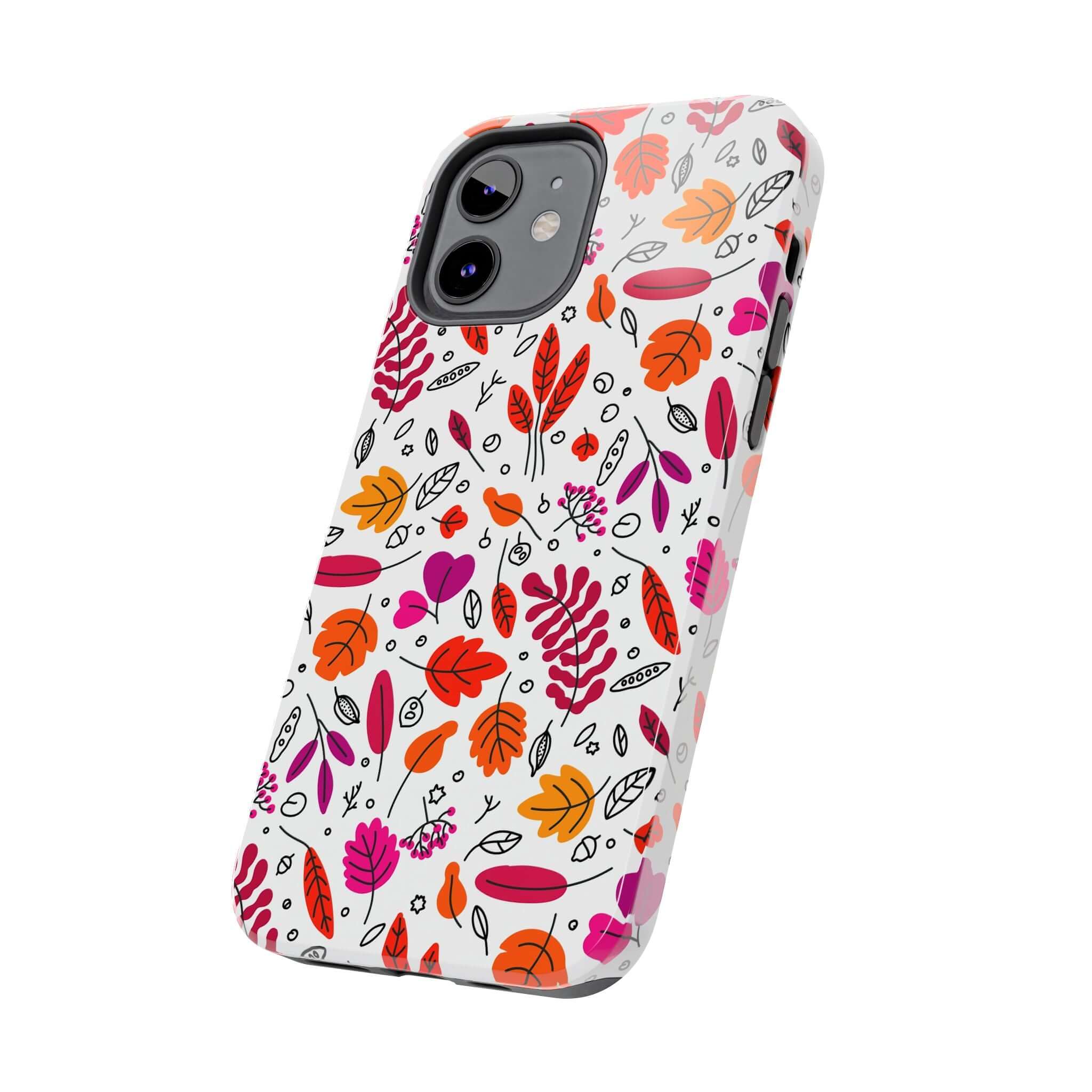 Fall Leaves wireless charging iPhone case with autumn design - perfect cute Halloween phone case for the fall season