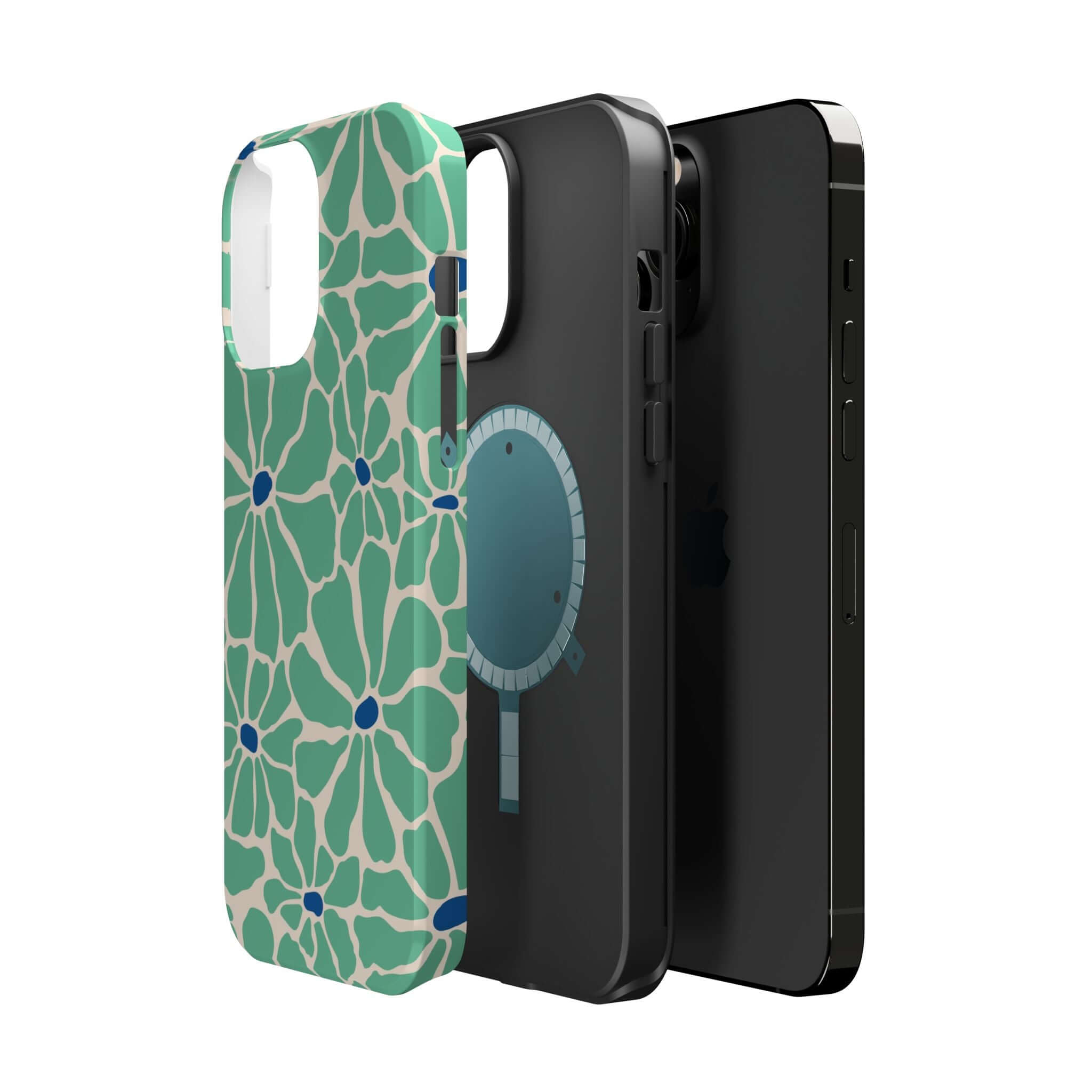 Colorful Tropical Splash Retro Floral Case for iPhone, showcasing stylish design and MagSafe compatibility.