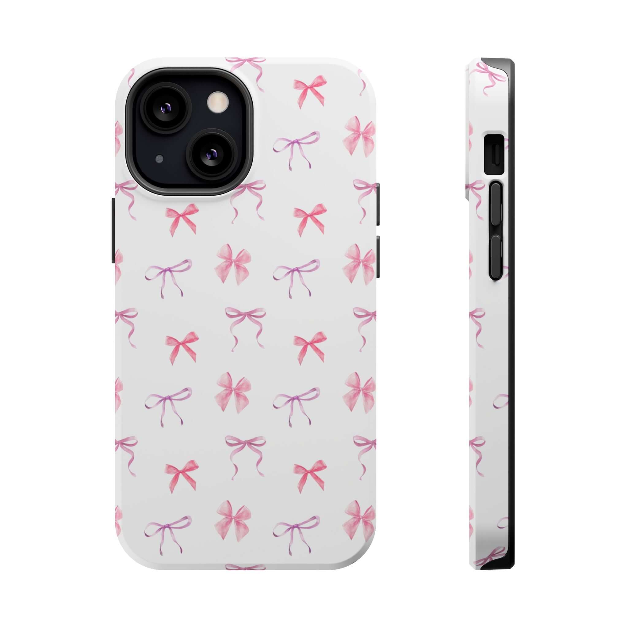 Cute pink iPhone case with watercolor bows from Doing Girlie Things, offering free shipping.