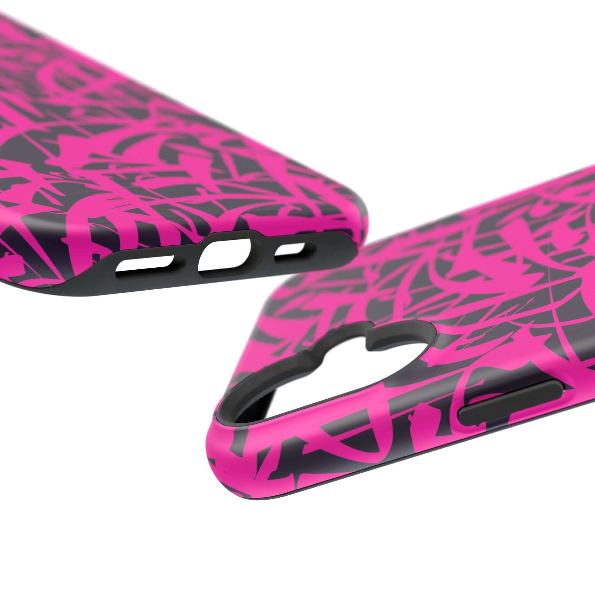 Close-up of the Midnight Pop | Pink Art Case showcasing its vibrant pink design, perfect cute phone cover for iPhone.