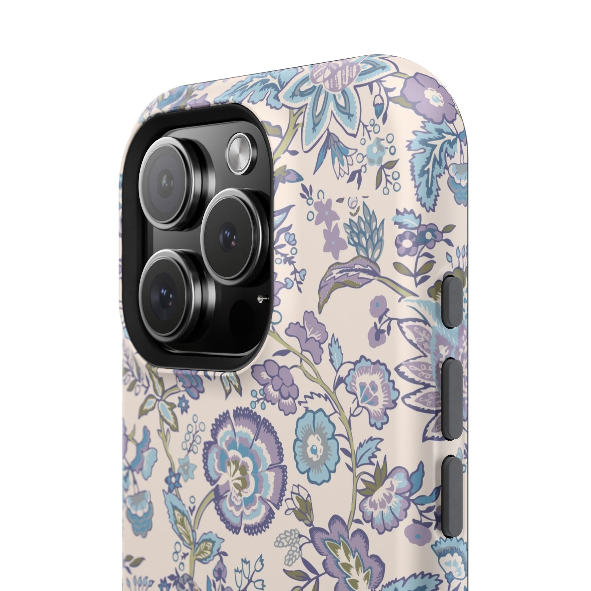 Blue CottageCore floral MagSafe iPhone case with cute flower design, perfect phone cover for nature lovers, whimsical and stylish.