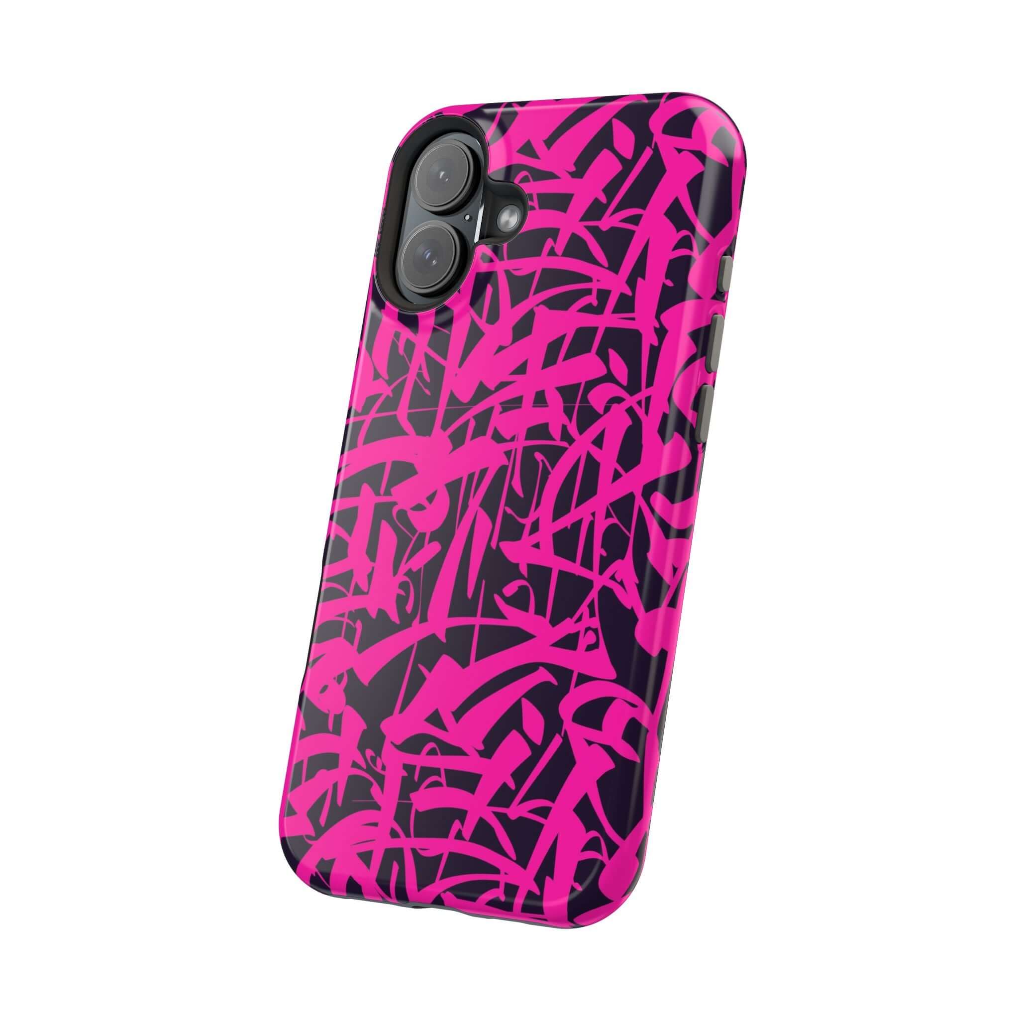 Cute Midnight Pop Pink Art Case for iPhone, featuring playful abstract design for stylish protection.