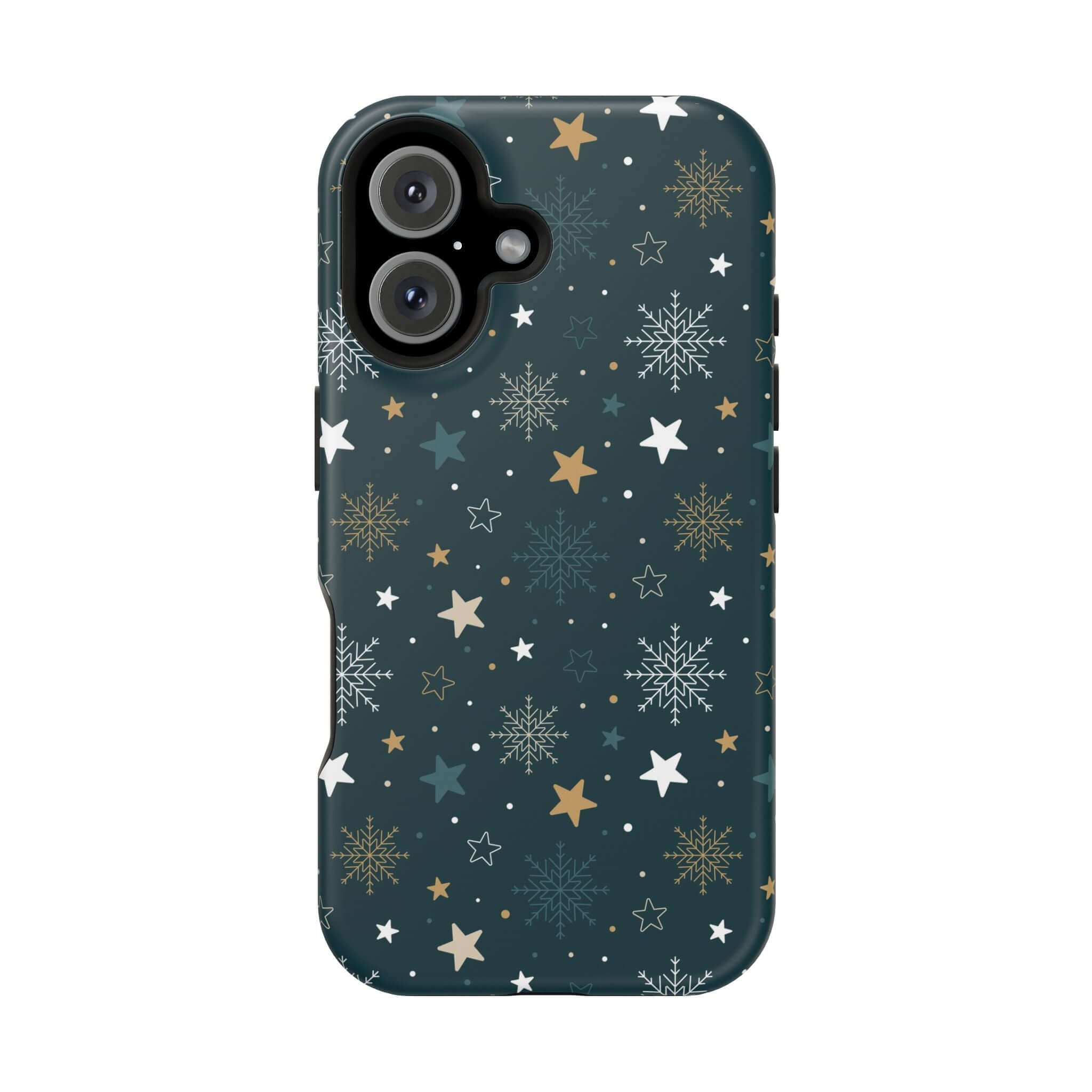 Festive Frosted Wishes MagSafe Case with snowflakes and stars, perfect Christmas phone case for holiday cheer and secure charging.