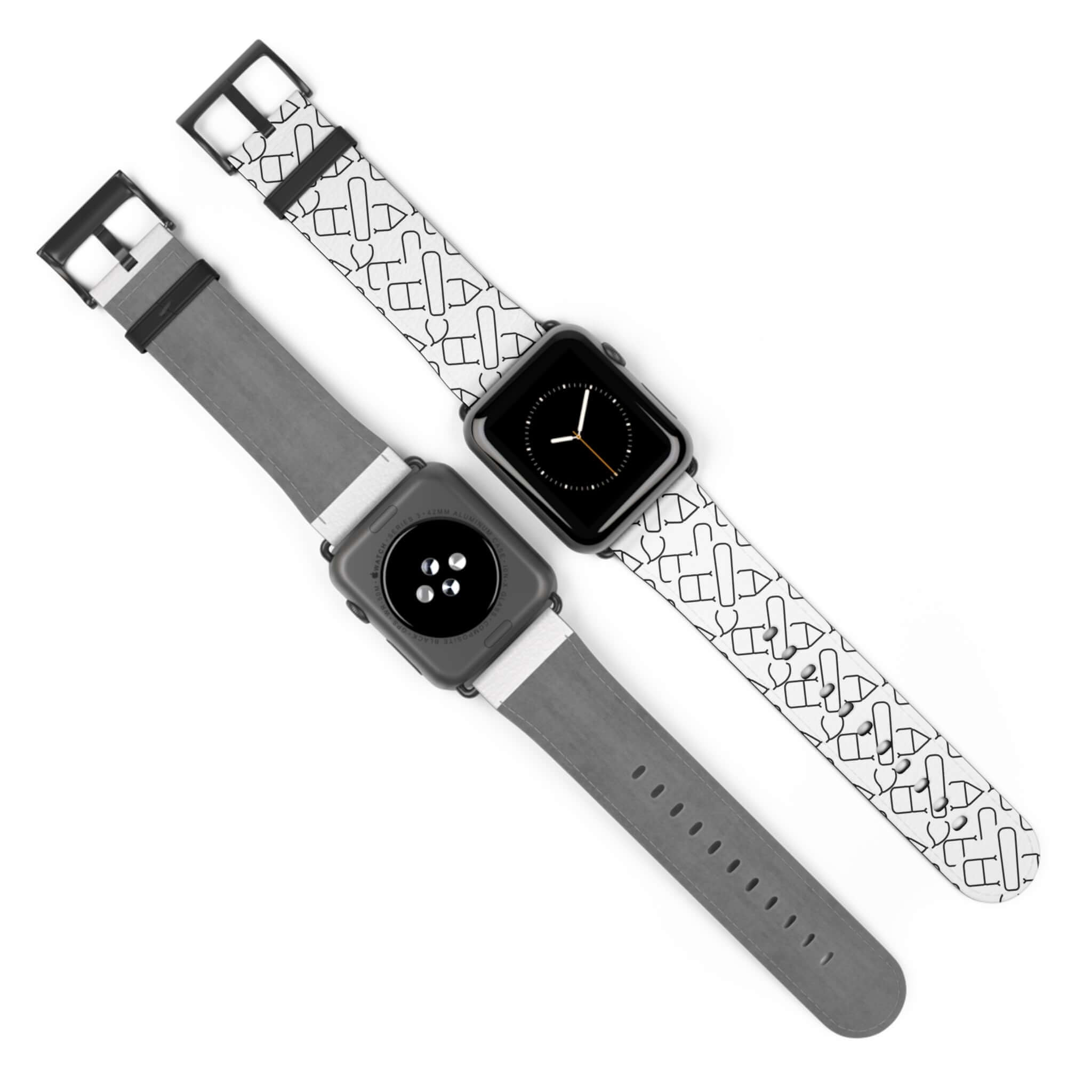 Personalized Apple Watch bands with unique designs, showcasing trendy patterns for custom tech accessories and stylish gifts.