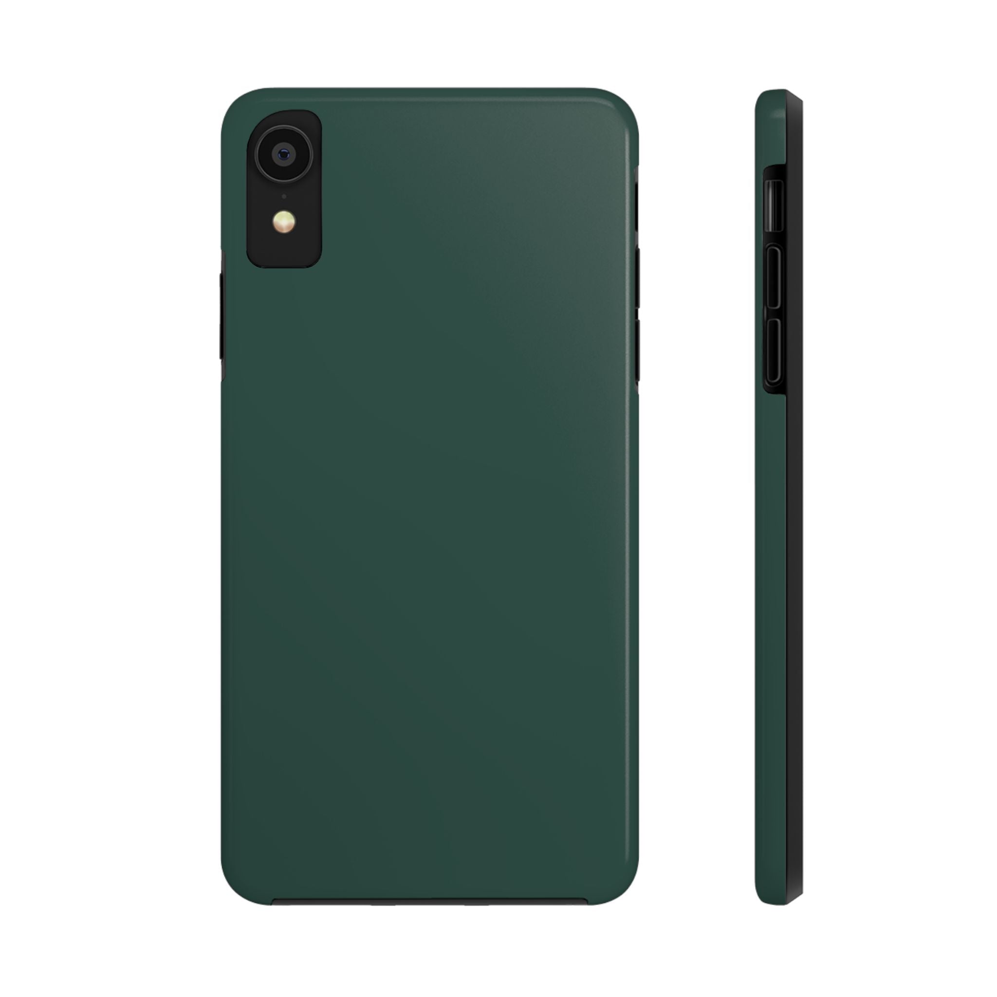 Solid green phone case for iPhone 16, adds cuteness and protection. Cute phone cover in Evergreen color.