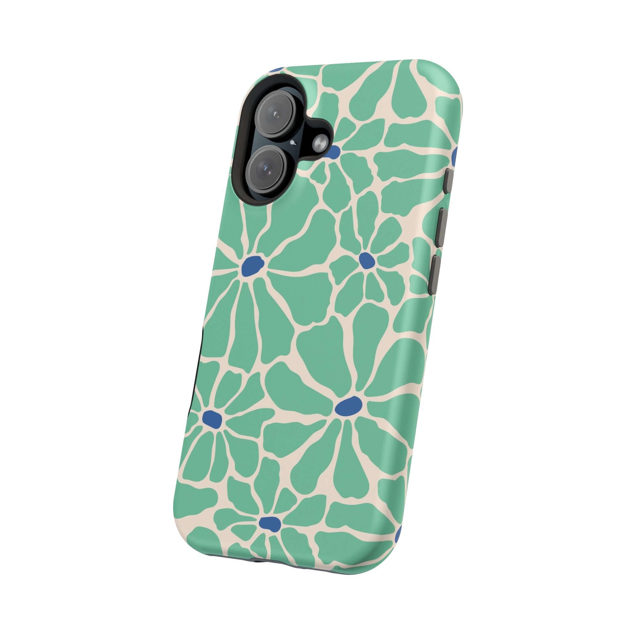 Cute Tropical Splash Retro Floral Case for Apple iPhone, featuring a vibrant floral design and added MagSafe technology.