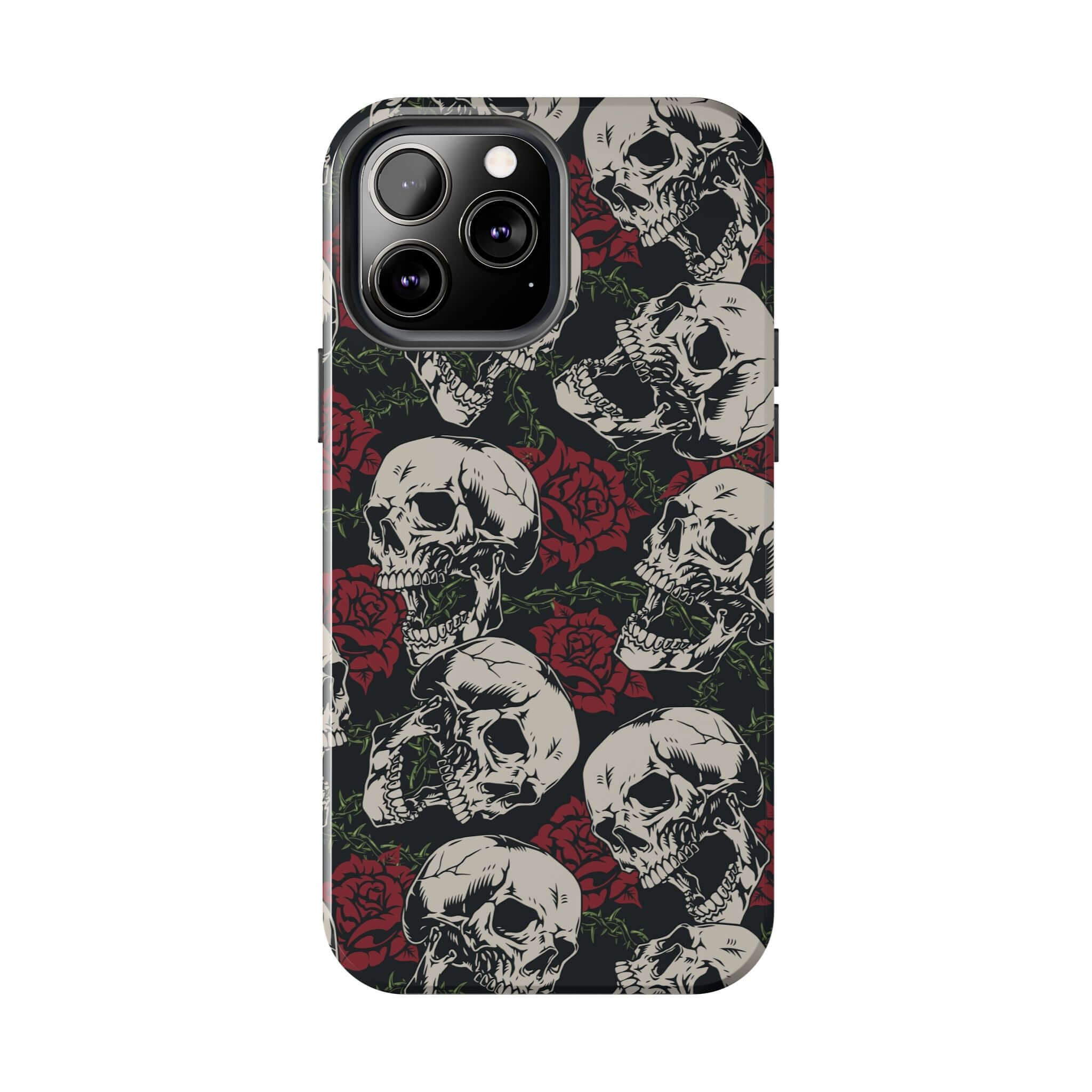 Cute MagSafe iPhone 16 case with rebellious skull and rose design, Baddie Girl Vibes, cute protective phone case, biker style.