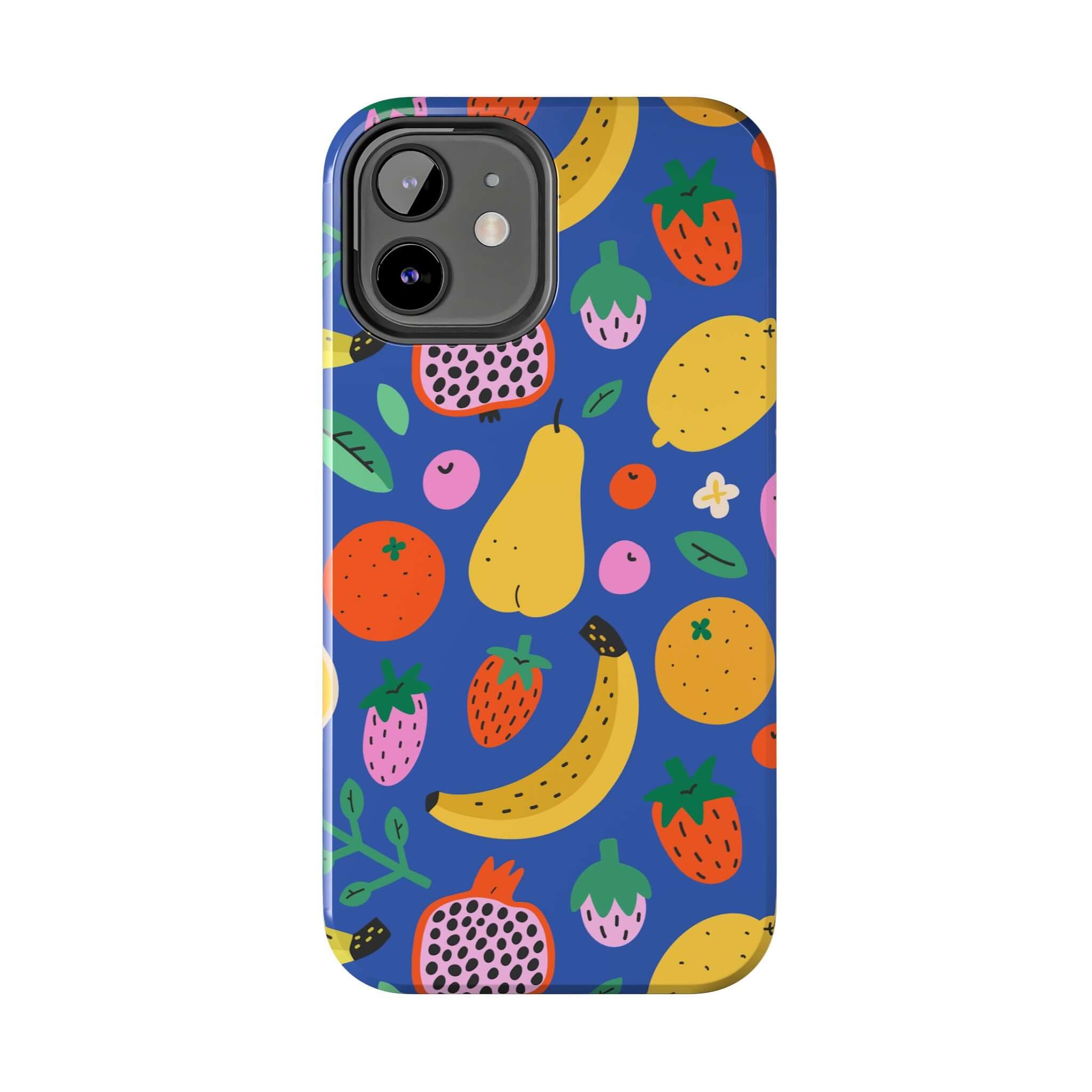 Cute phone cover with vibrant beachy fruit design, perfect for summer vibes and Apple iPhone protection.