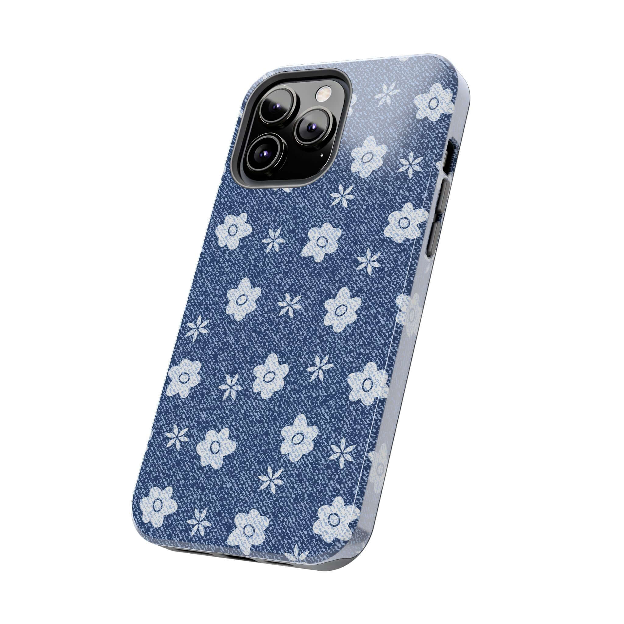 Thrifting Haul Daisies Denim iPhone 14 Pro Max case with cute floral design