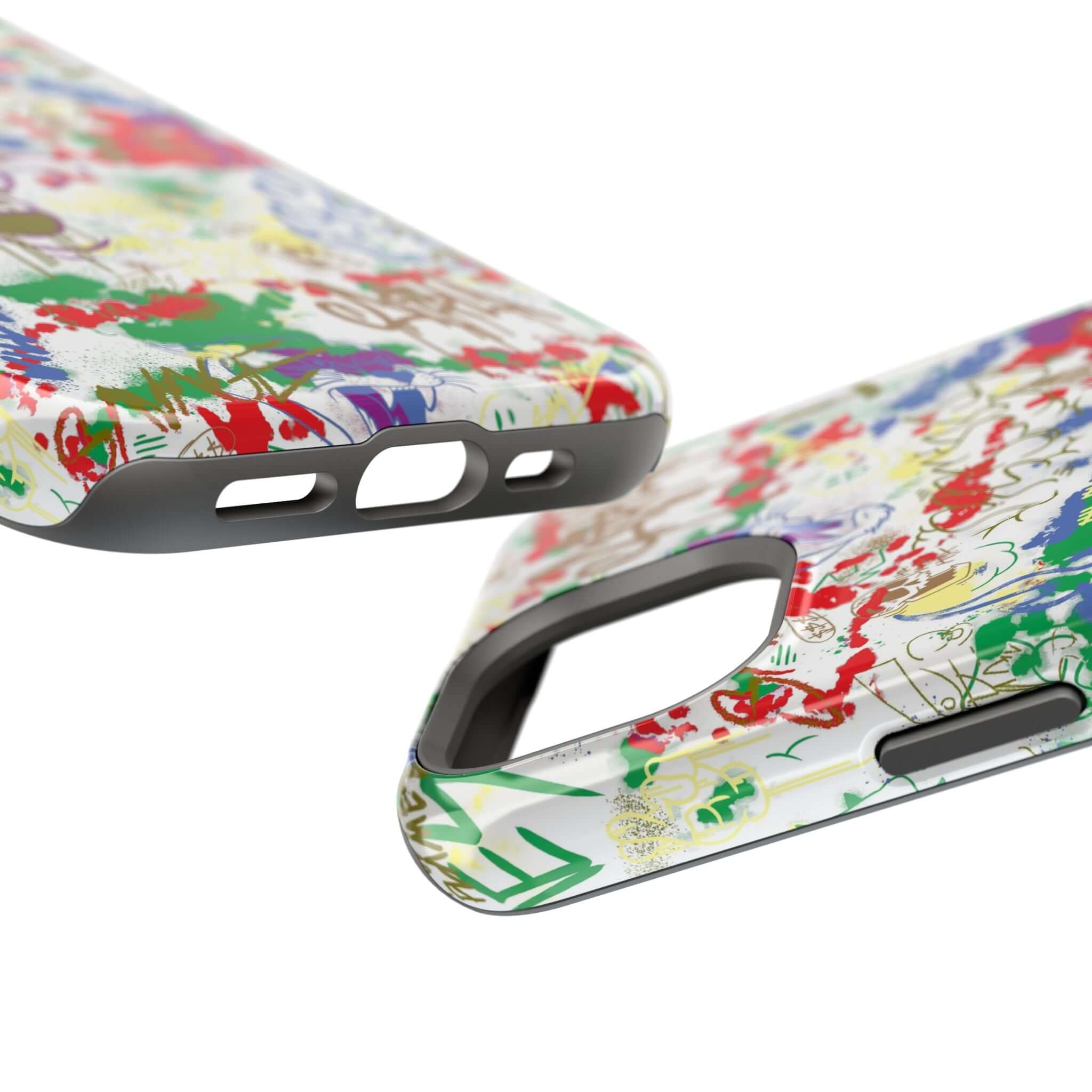 Close-up of the Art Attack Colorful Graffiti Case, showcasing vibrant street art design and MagSafe compatibility.